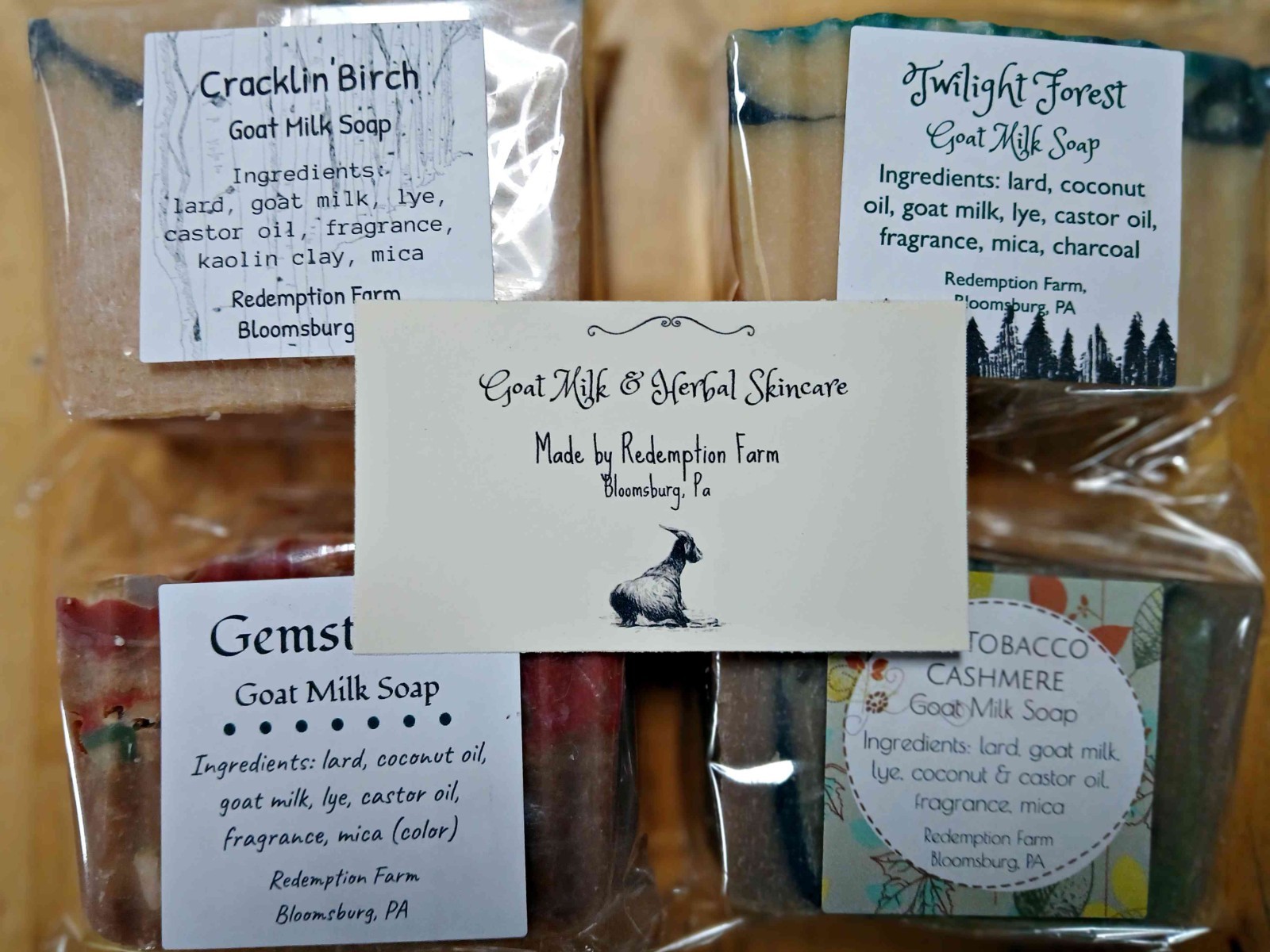 Handmade Goat Milk Soap Set of 4 Large Bars with Free Gift Earthy Woodsy