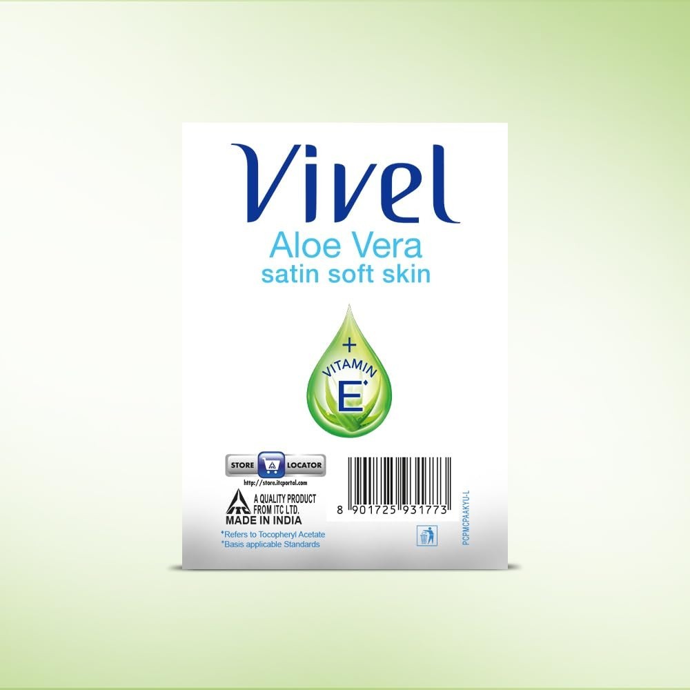 Vivel Aloe Vera Grade 1 + Vitamin E Bathing Soap 150 g × 4 – Soft, Glowing…