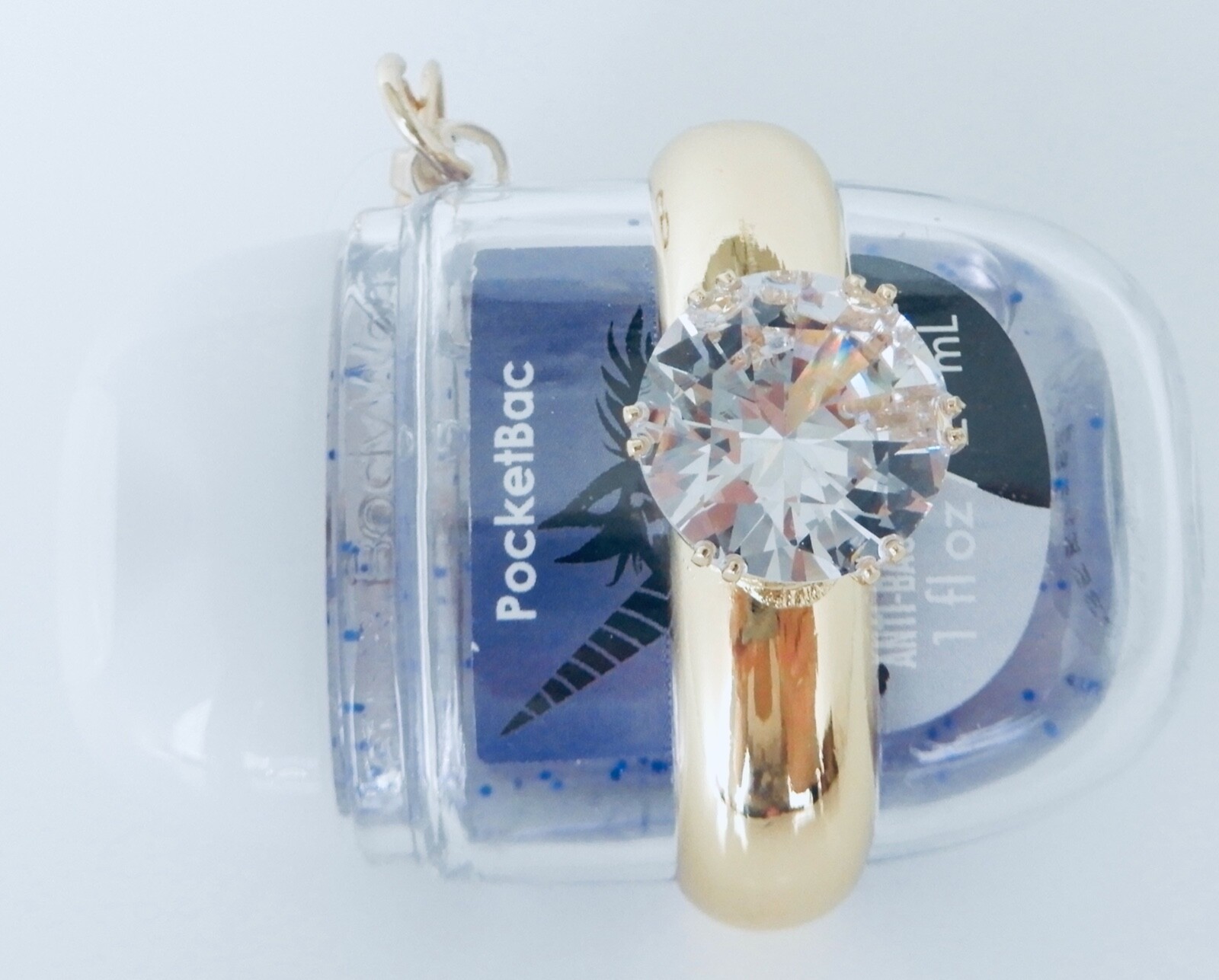 BATH & BODY WORKS CLEAR GOLD DIAMOND ENGAGEMENT RING POCKET |BAC GEL HOLDER NEW!