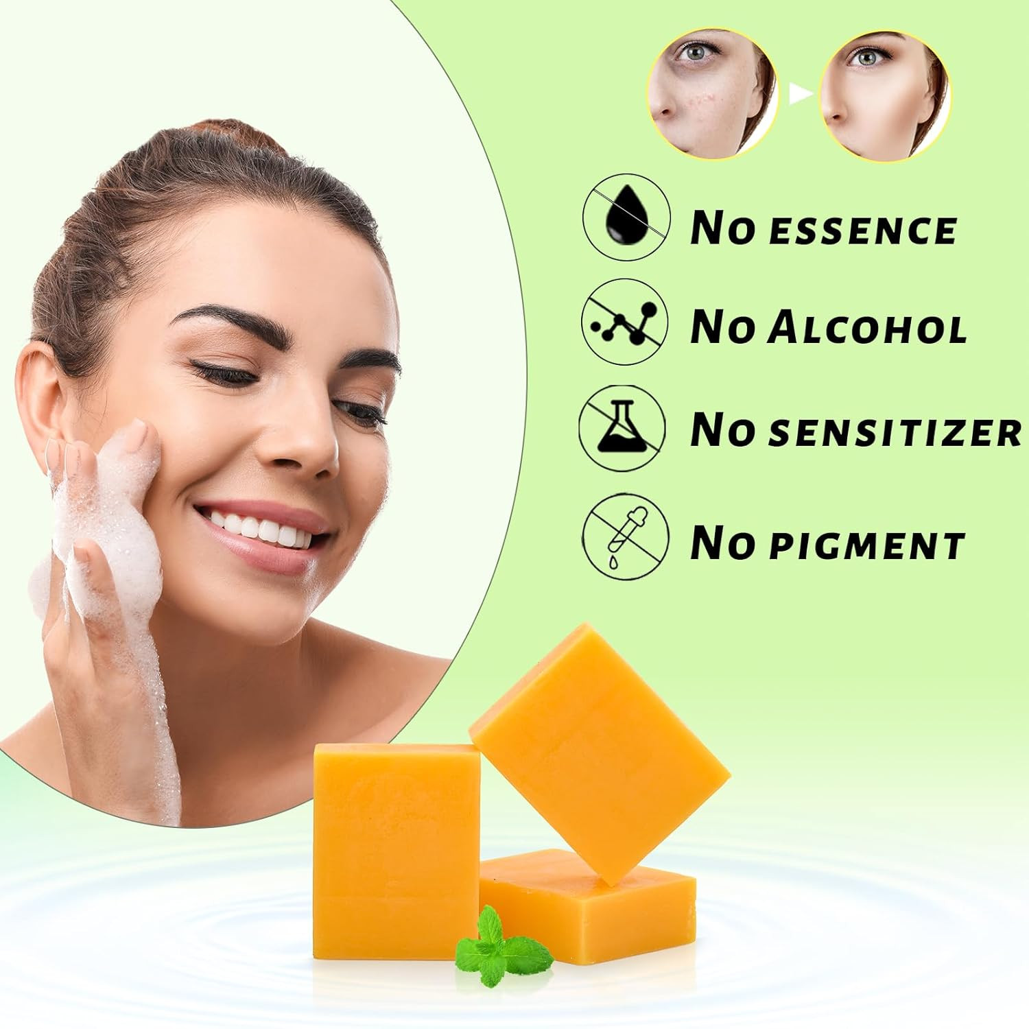 3 Pack Turmeric Soap Bar for Face & Body Cleanser, All Natural Turmeric Soap, Or