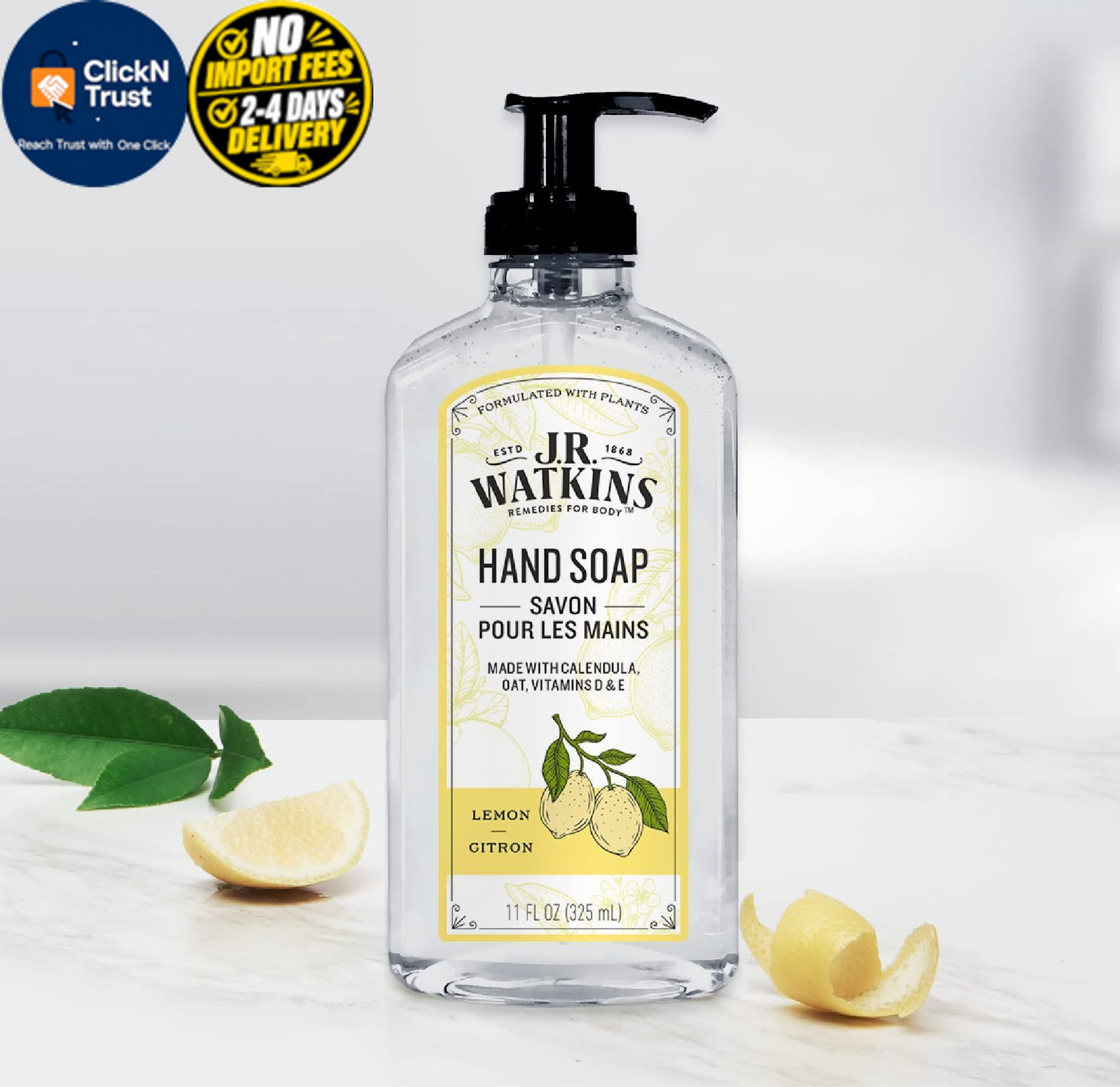 J.R. Watkins Gel Hand Soap, 3 Pack of 11 Fl Oz, 11 Oz (Pack 3), Lemon