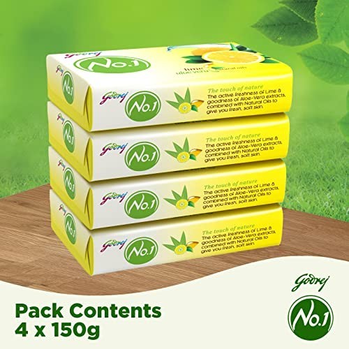 Godrej No.1 Lime Aloe Vera Soap 150g Long Fragrance Grade 1 Bath Bar Pack 4 FS