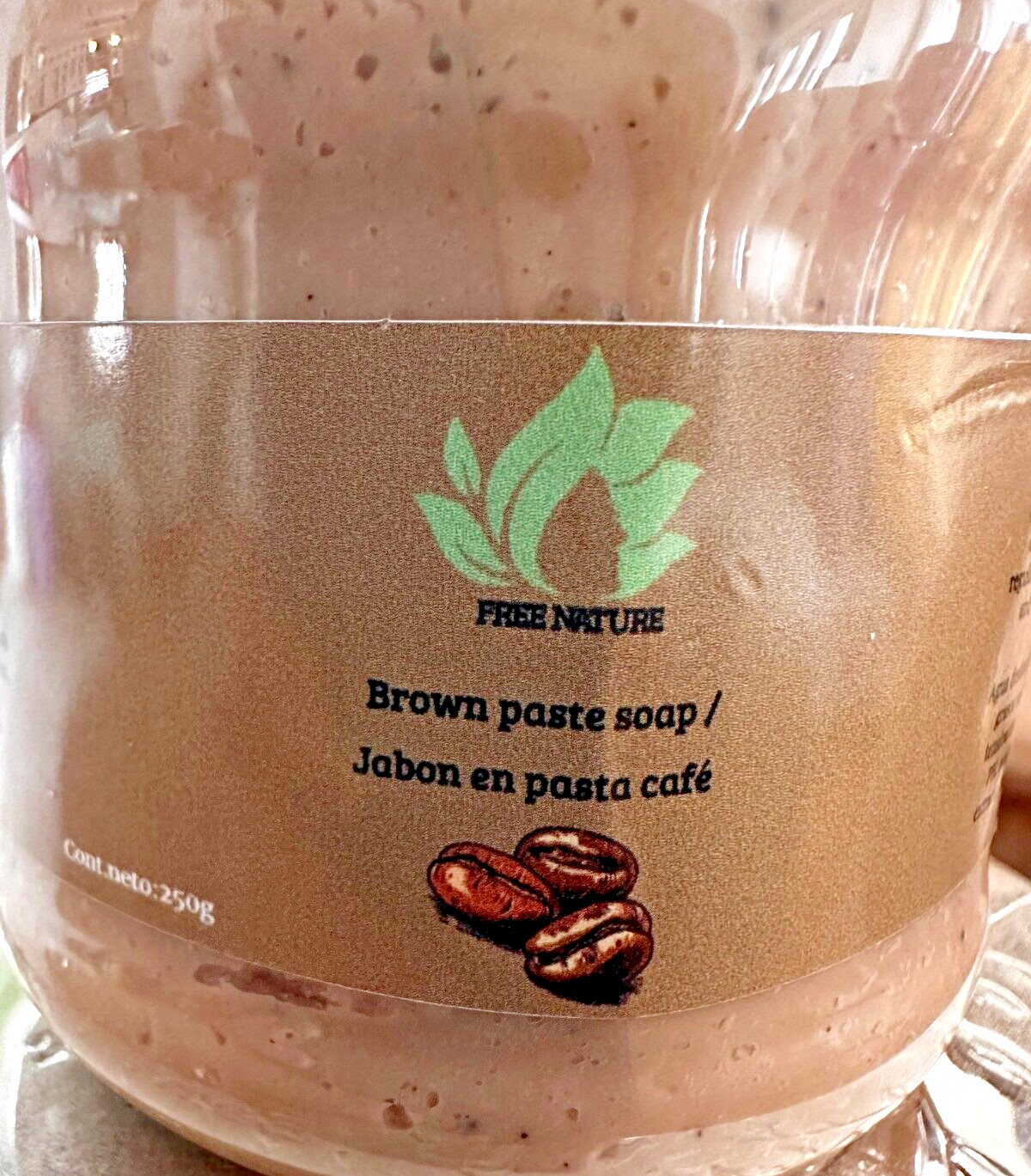 Pure Nature Coffe Brown Paste/Soap, exfoliant with vitamin E, Coconut Oil, Rice