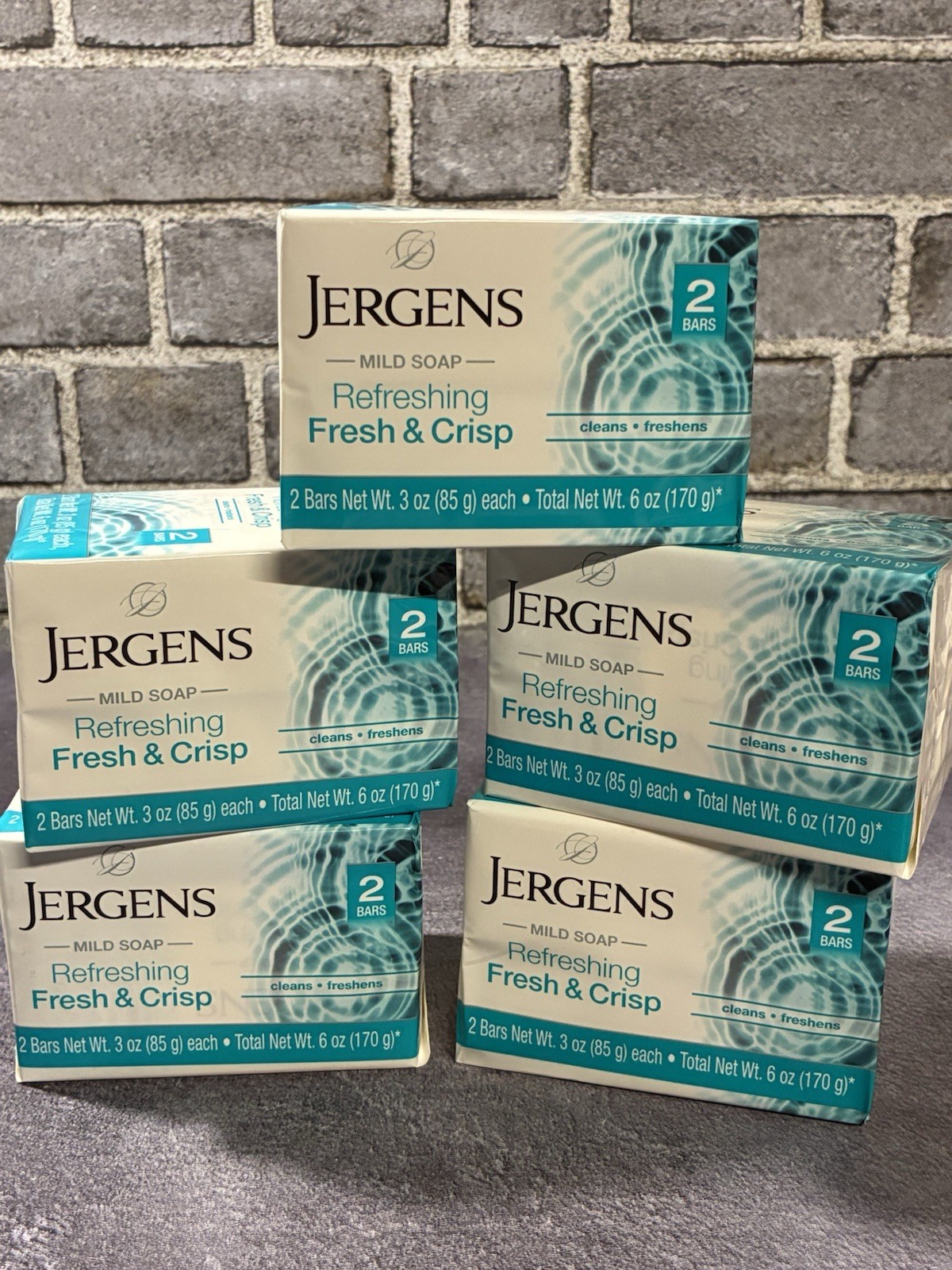Jergens Fresh & Crisp Mild Soap 5 X 2 Bars =10 Bars Total New Sealed