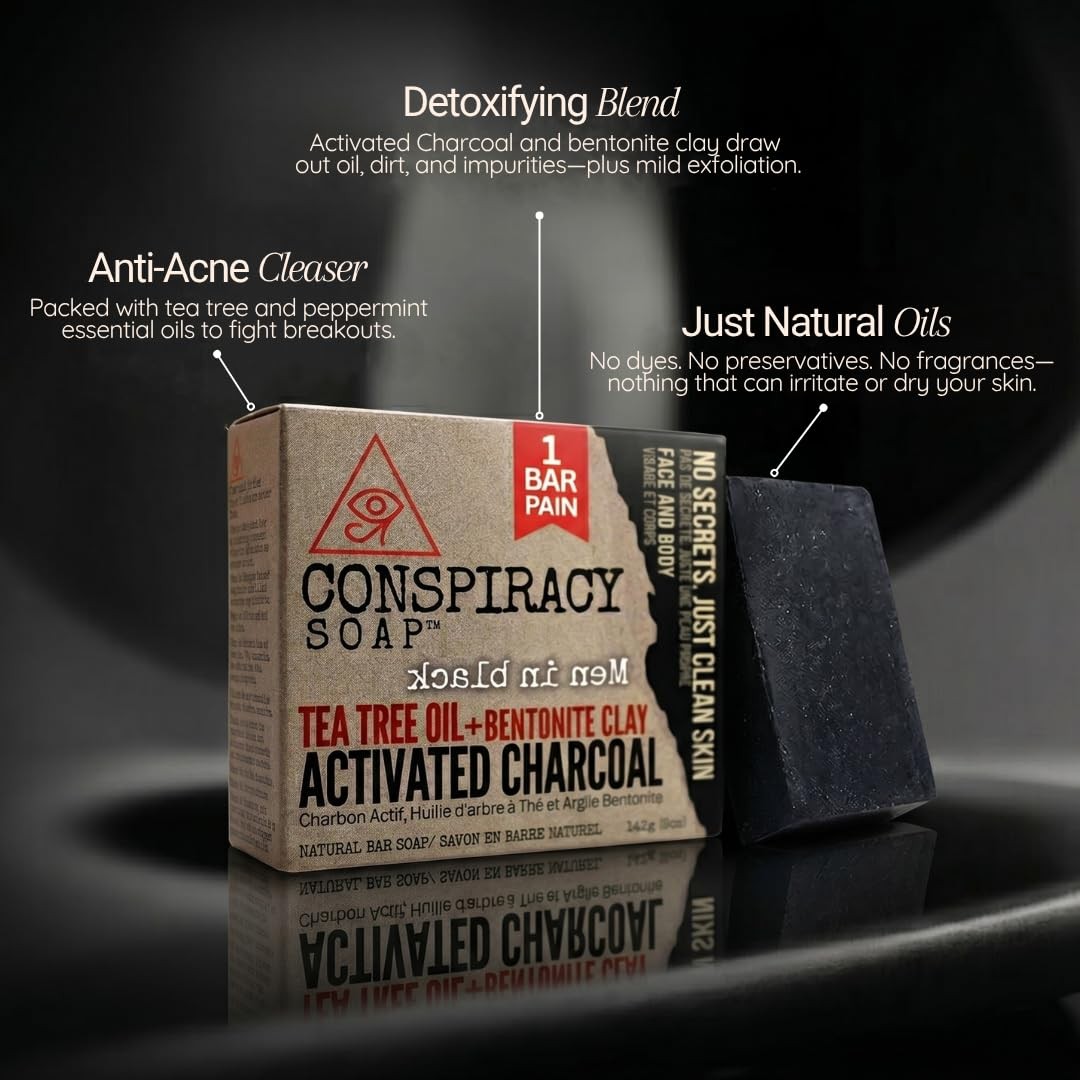 Premium Bar soap for Men, Activated Charcoal, Tea tree oil, Shea butter for A…