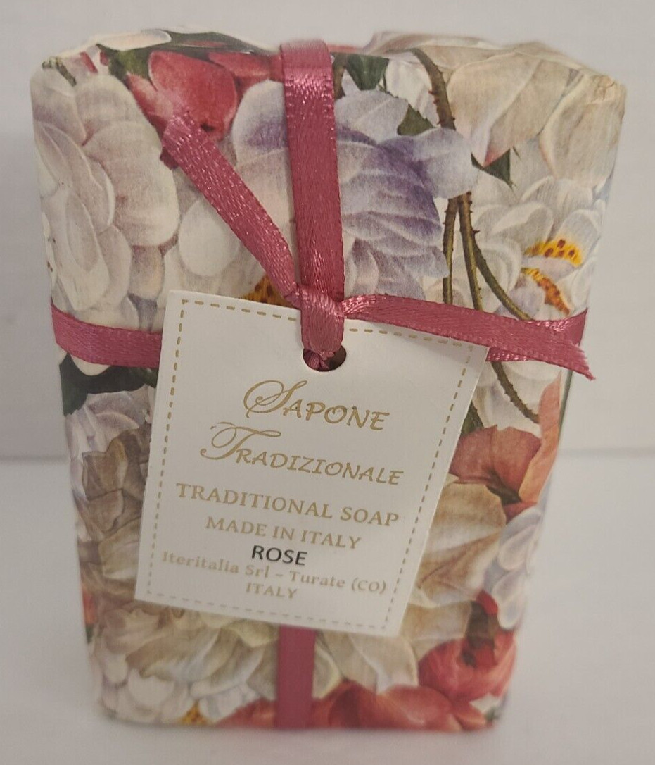 New Sapone Tradizionale Made in Italy 9.5oz/270g Traditional Bath Bar Soap Rose