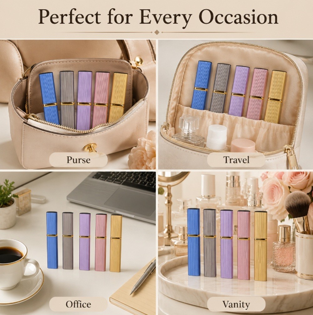 5-Pack 12ml Refillable Perfume Atomizer Travel Spray Bottle Mini Cologne Sprayer