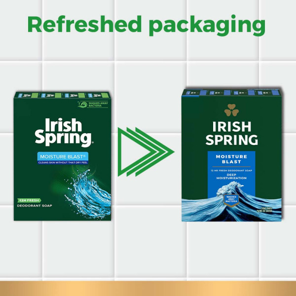 Irish Spring Moisture Blast Bar Soap (3 Bars/Pack), 11.1oz (314.4g) (Pack of 2)
