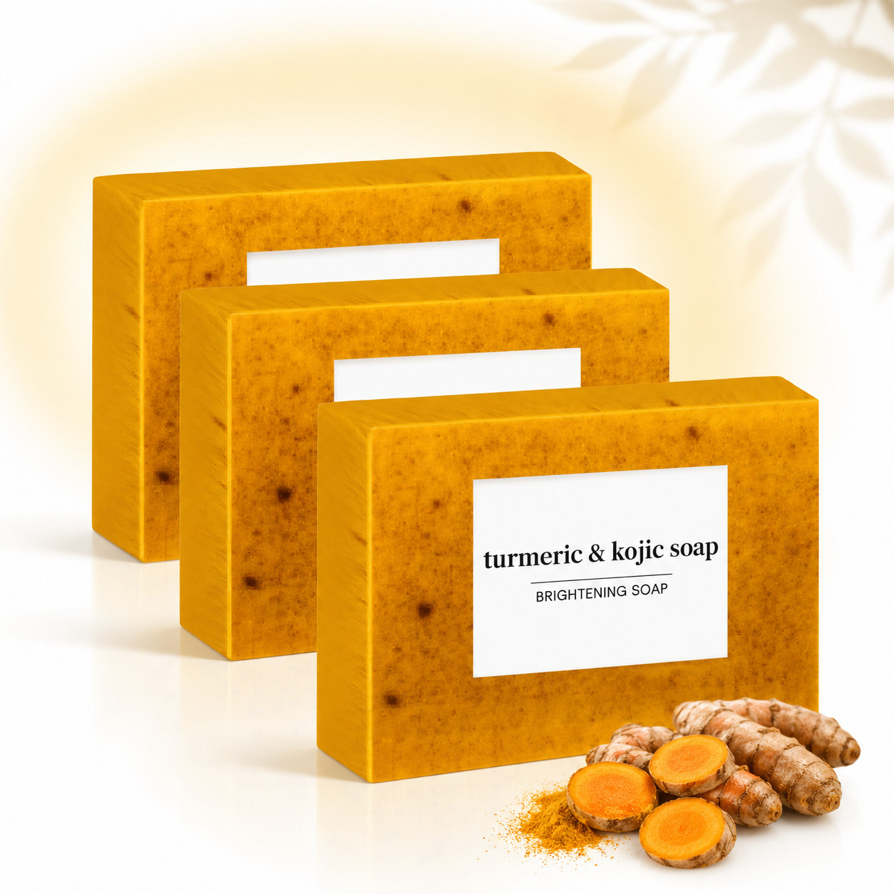 3-Pack Turmeric Soap Bar Lemon Kojic Acid Brightening Skin Glow