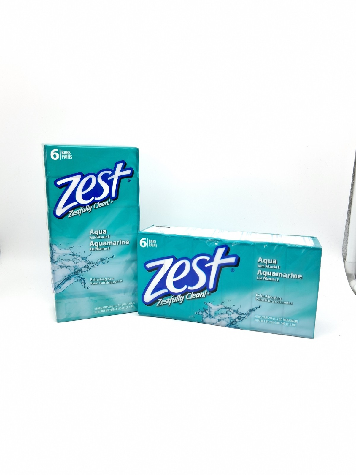2x 6-Packs Zest Refreshing Aqua Deodorant 3.2 oz. Clean Bath Bar Soap Vitamin E