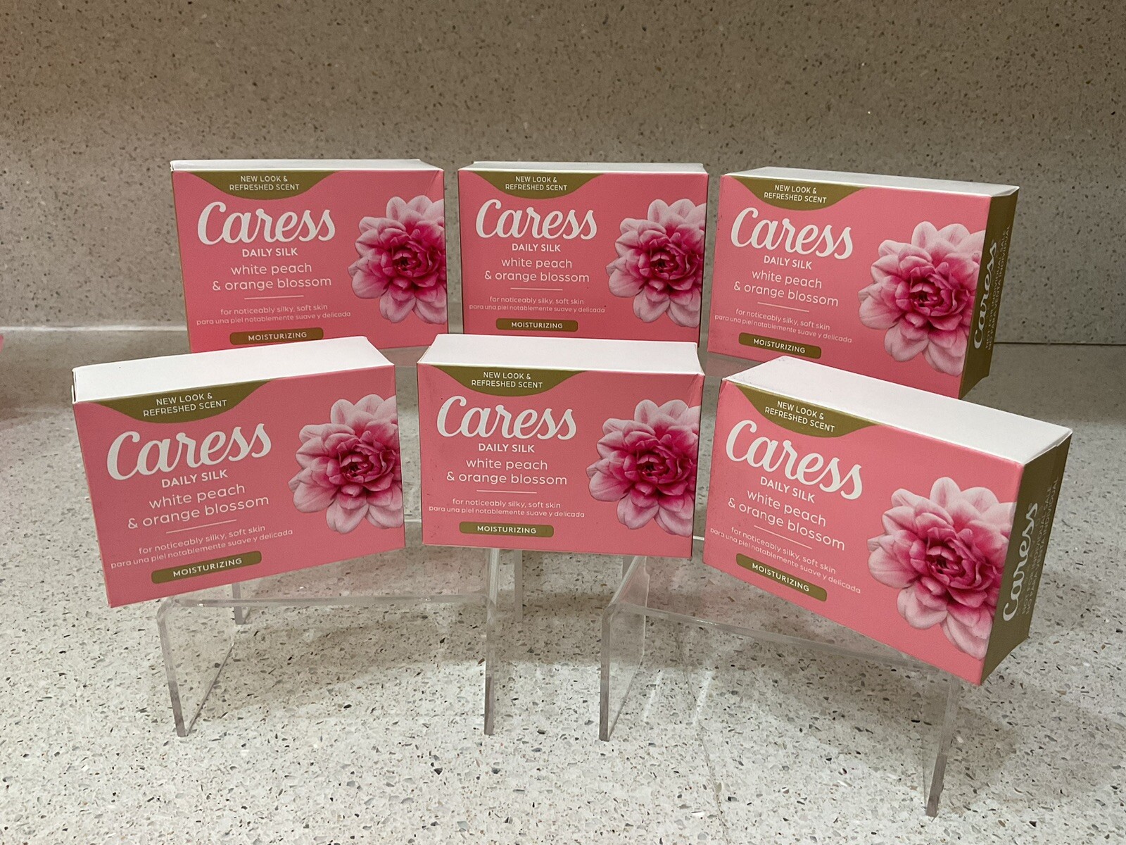 Caress Soap Daily Silk White Peach Silky Orange Blossom 3.75oz Lot of 6 Bars