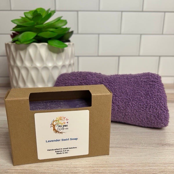 Handmade Lavender Swirl Body Bar Soap 4.6 oz | Calming Scent Soap