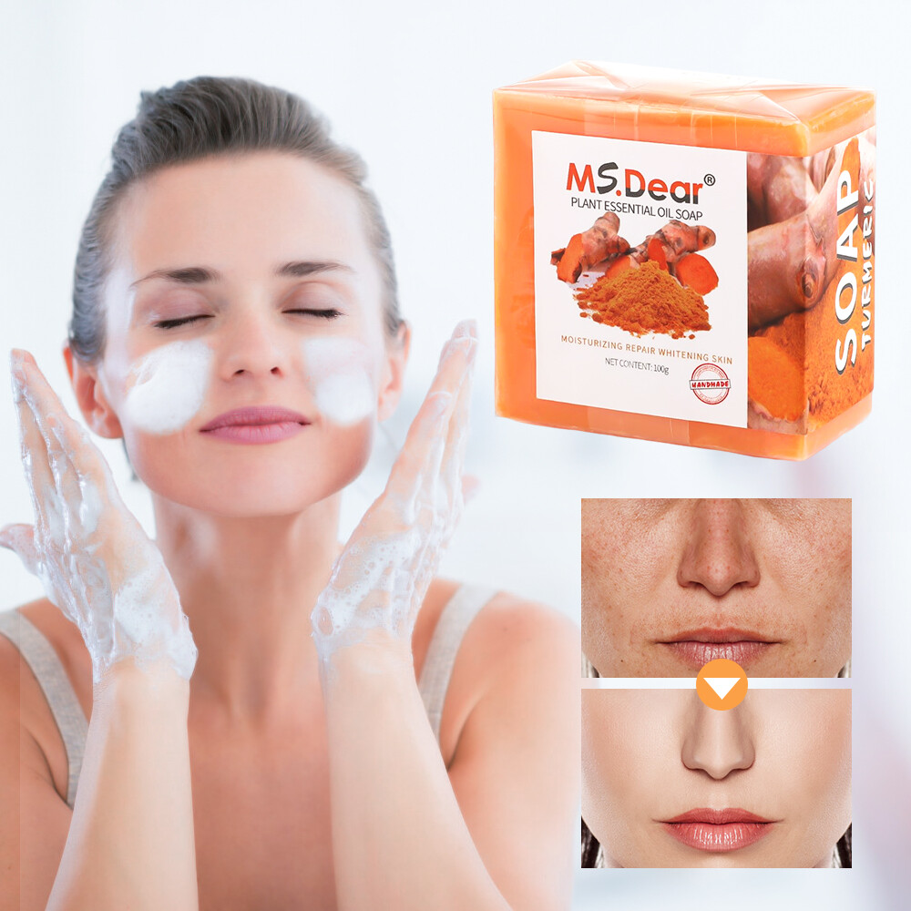 3/2Pcs Ginger Tumeric Soap Anti-Acne Dark Spots Removal Body Whitening Soap Bar