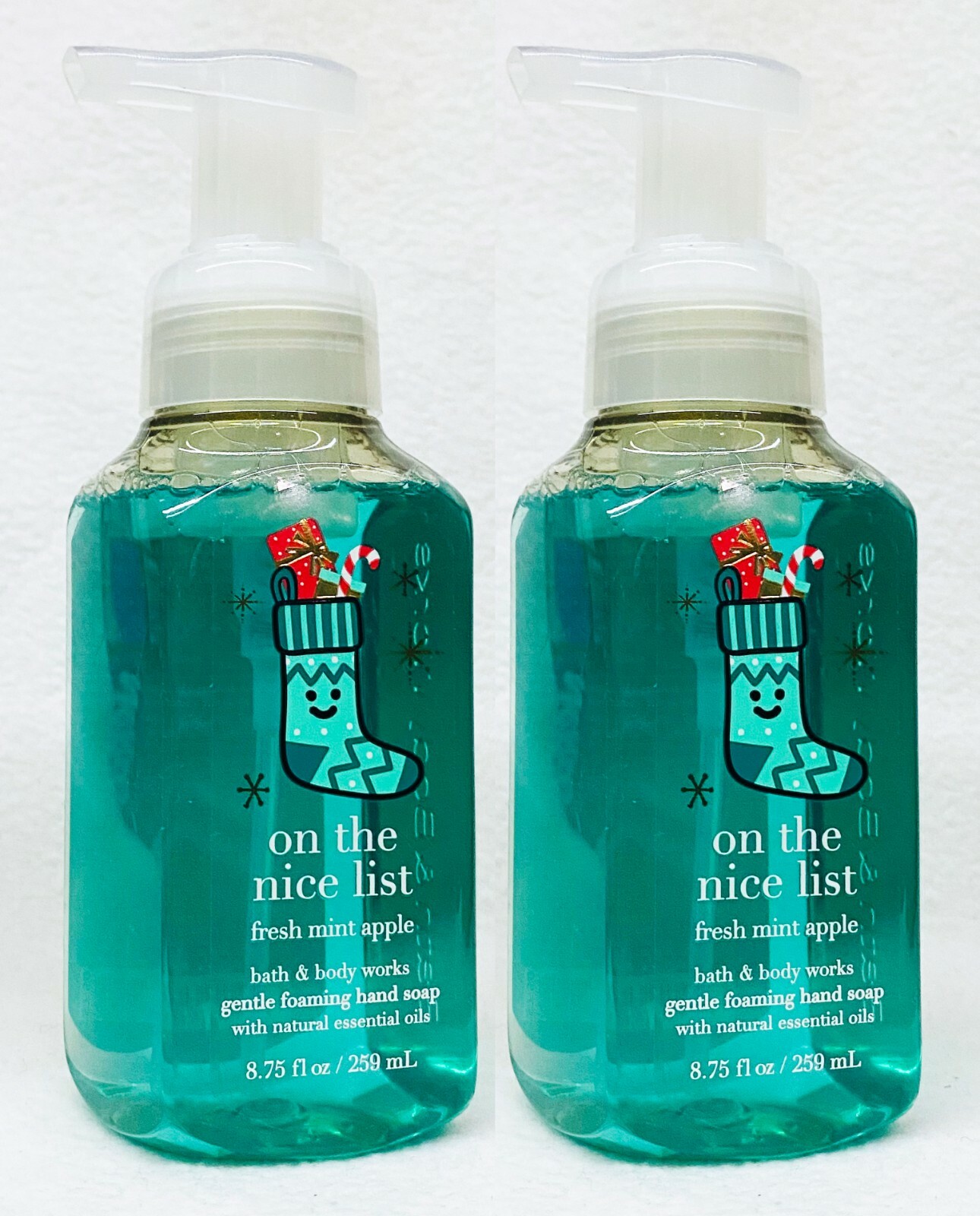 2 Bath & Body Works FRESH MINT APPLE Gentle Foaming Hand Soap Wash 8.75 oz