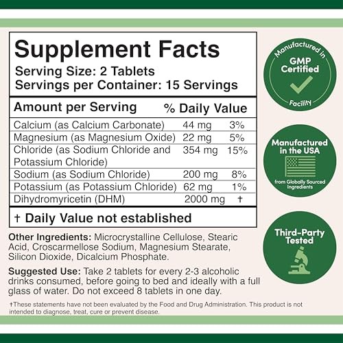 DHM1000 Dihydromyricetin (DHM) Tablets – Most 30 Count (Pack of 1), Red