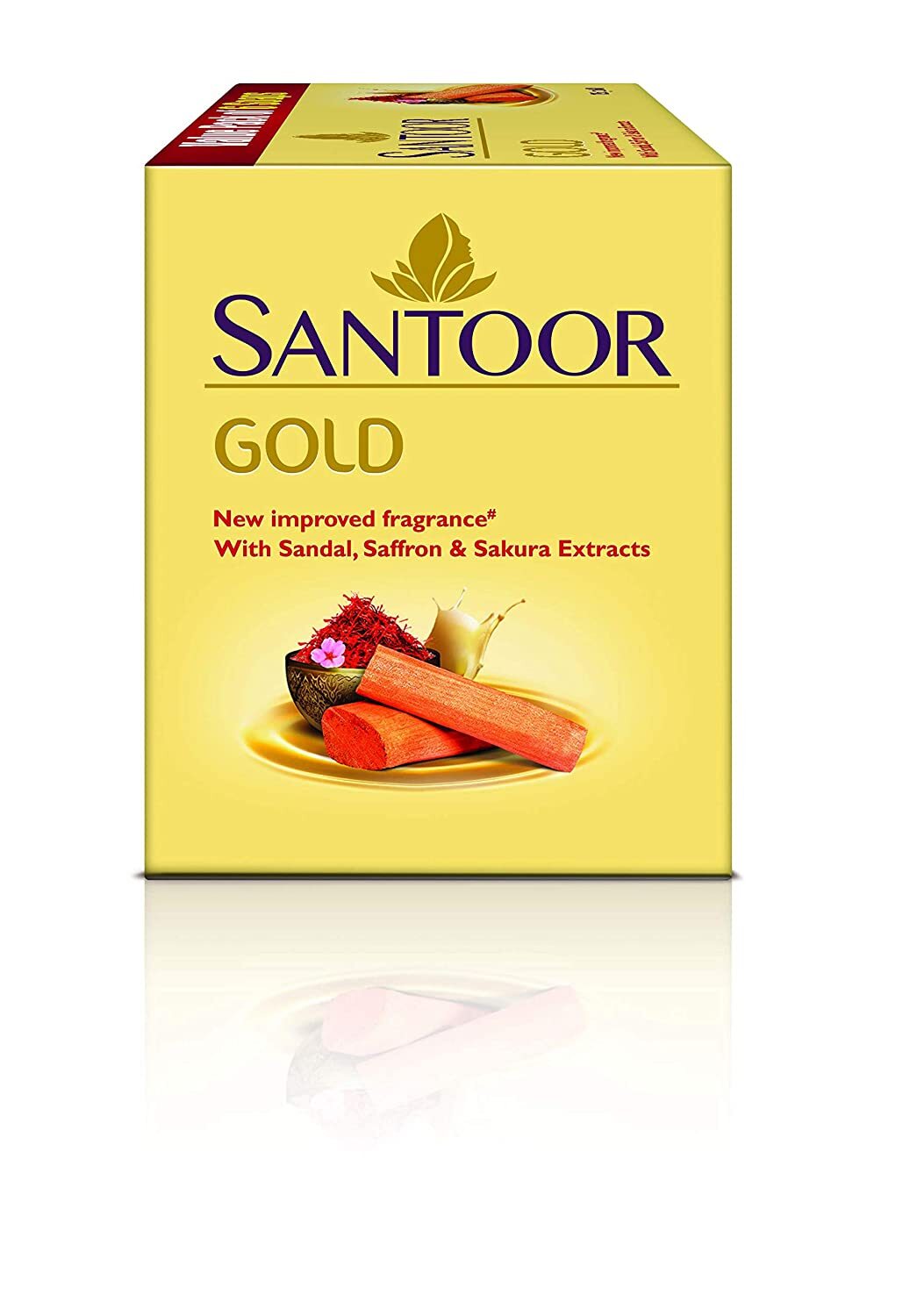 Santoor Gold Bath Soap with Saffron Sandal & Sakura Extracts 125g Pack of 6