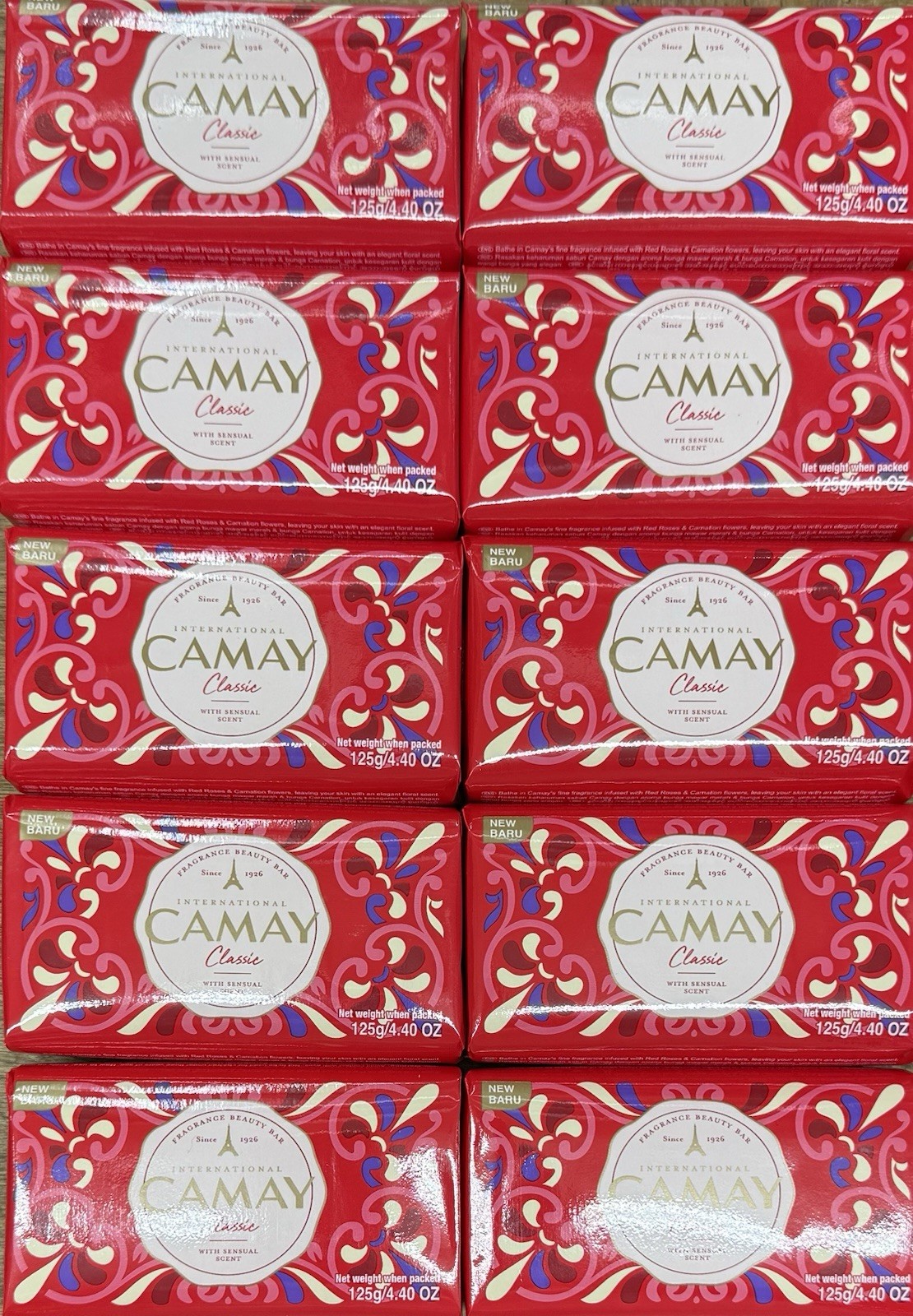 Camay International Classic Deodorant Soap Sensual Scent 4.40 Oz x 10 Bars