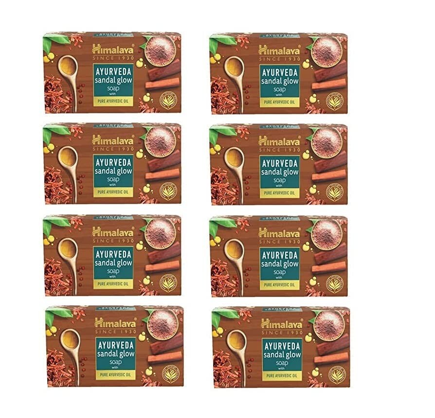 8 X Himalaya Ayurveda Sandal Glow Soap 75 gm with Pure Sandalwood Oil Sandalwood