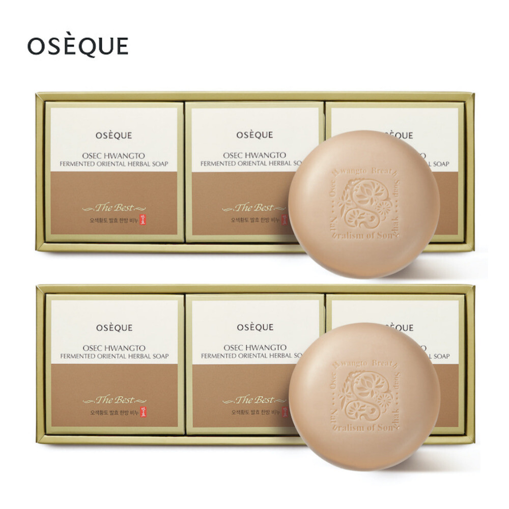 OSEQUE OsecHwangto Fermented Oriental Herbal Soap 100gX6ea, 3ea Red Clay Soap