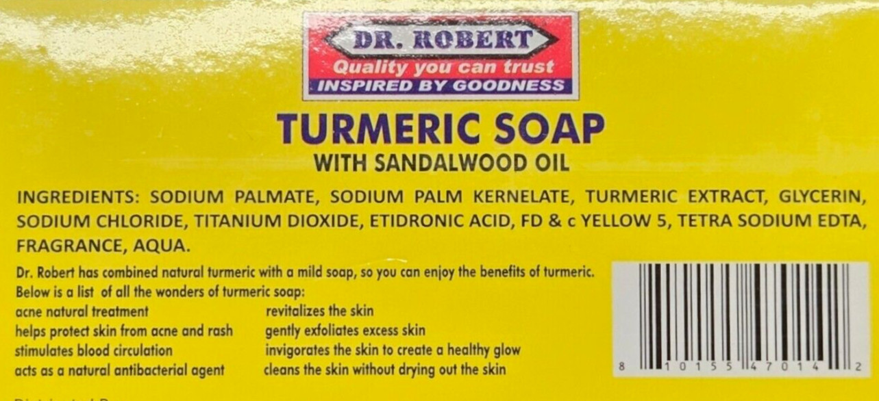 Turmeric Soap with Sandal Wood Oil by Dr. Robert , 4-pack – 115g