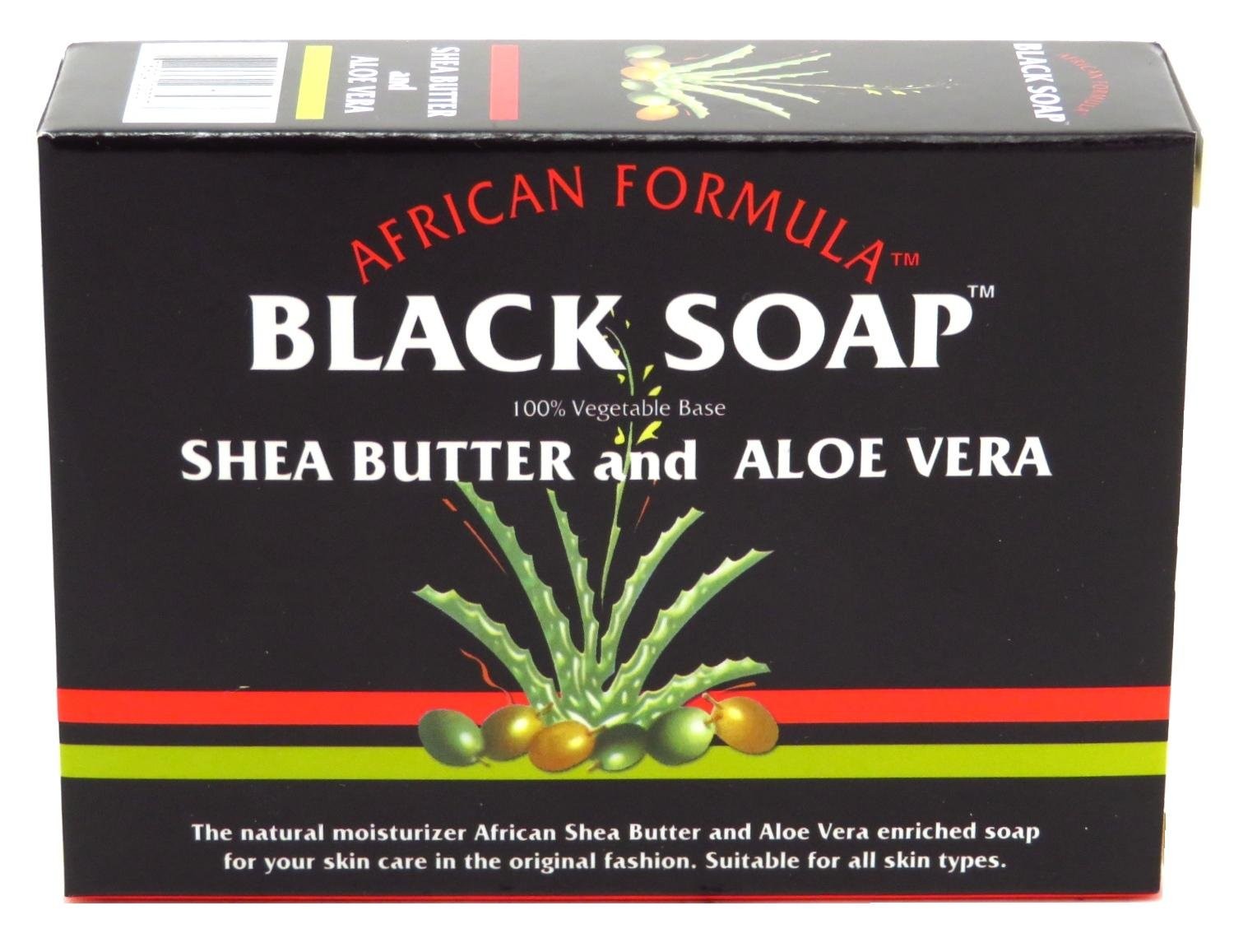 African Black Soap with Shea Butter and Aloe Vera Pack of 6 Moisturizing Bars