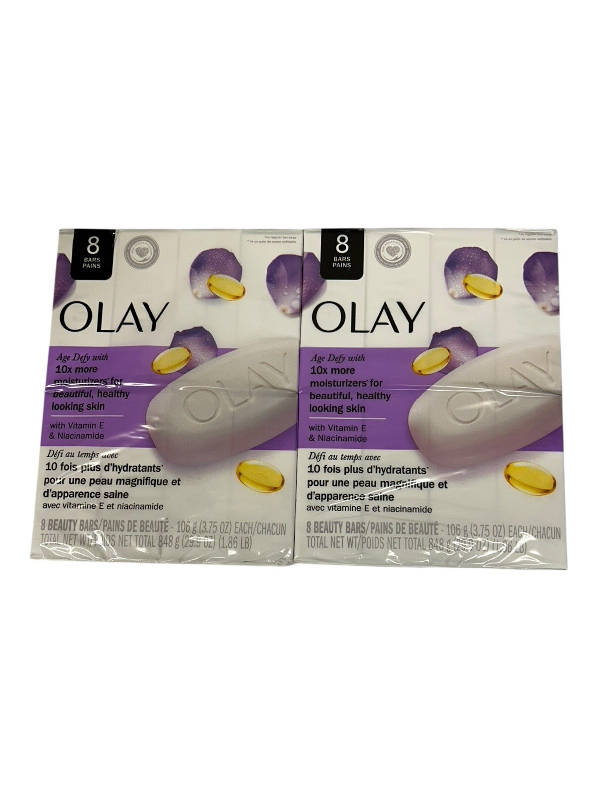LOT 2 OLAY AGE DEFY BEAUTY BAR SOAP 10X MOISTURIZER VITAMIN E 16 Bars Total