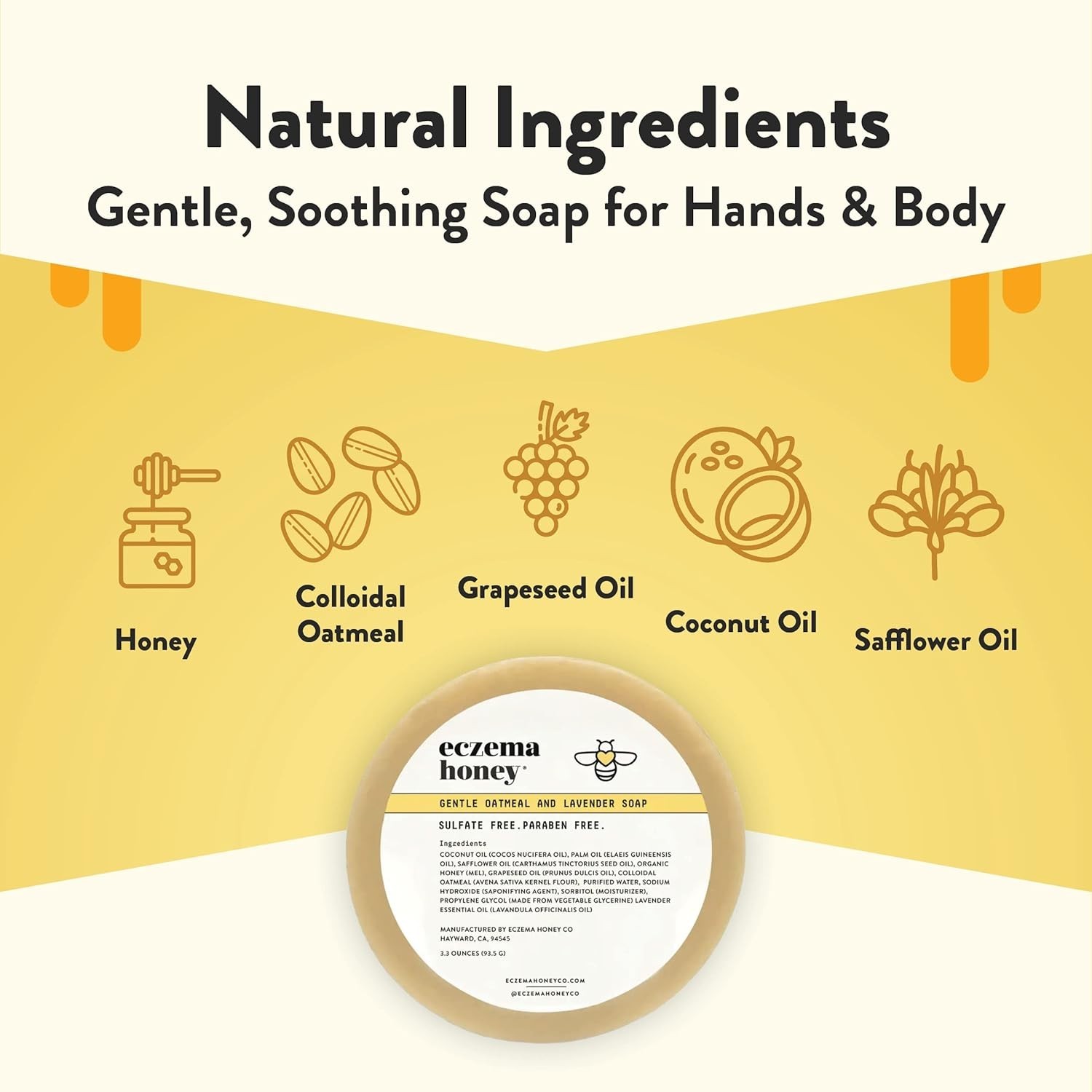 Gentle Oatmeal Soap for Eczema Relief – Unscented 3.3 Oz Bar for Sensitive Skin