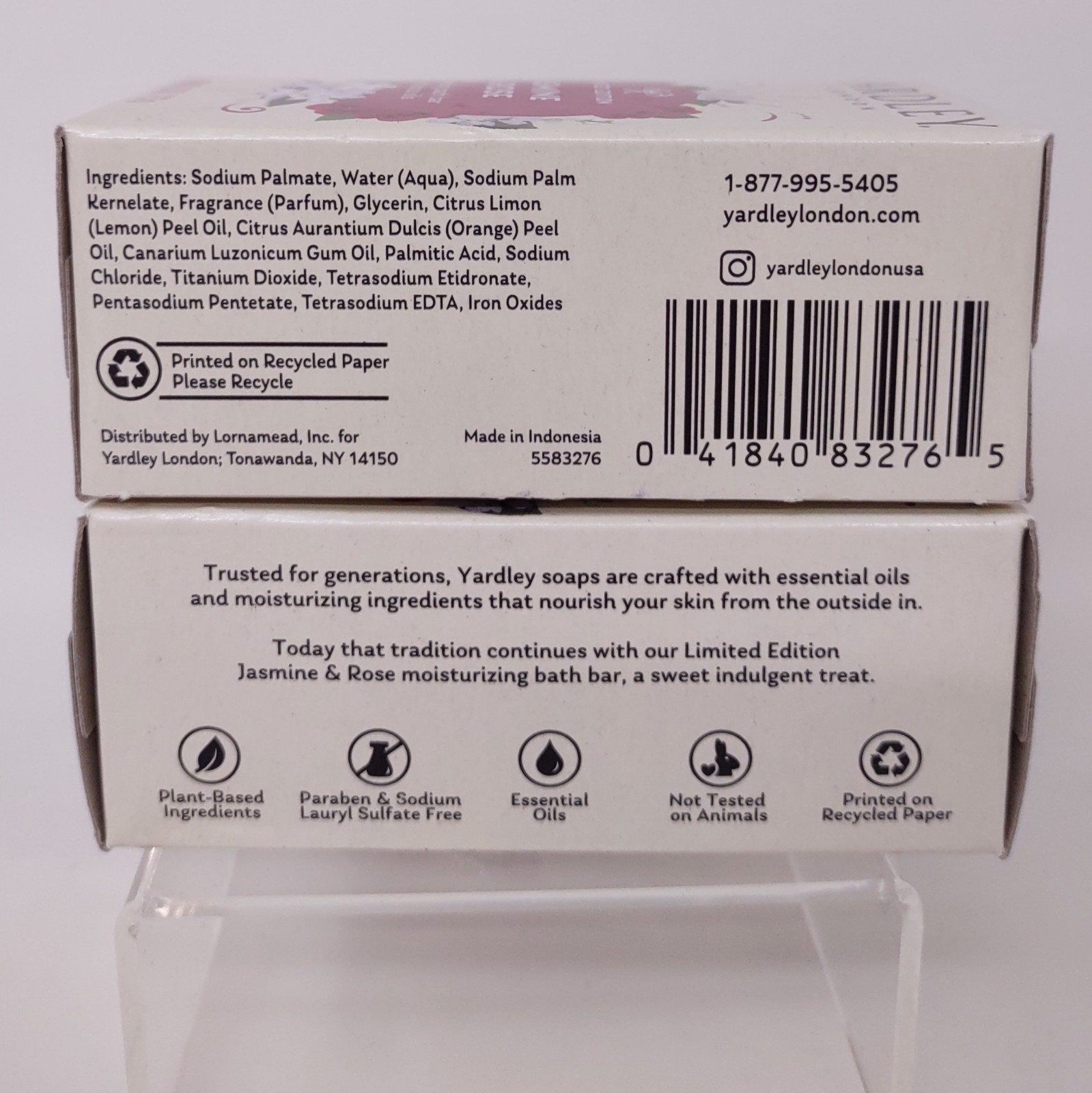 Jasmine & Rose Soap 2 packs Yardley London 4 oz Each Limited Edition Bath Bar