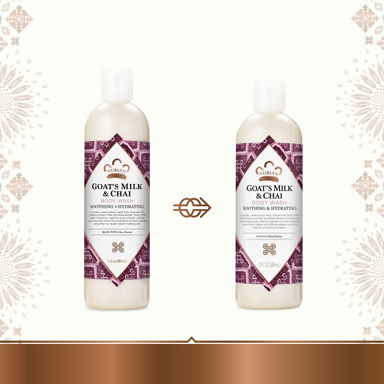 Nubian Heritage Body Wash Goats Milk and Chai 13 fluid ounces, Light Green