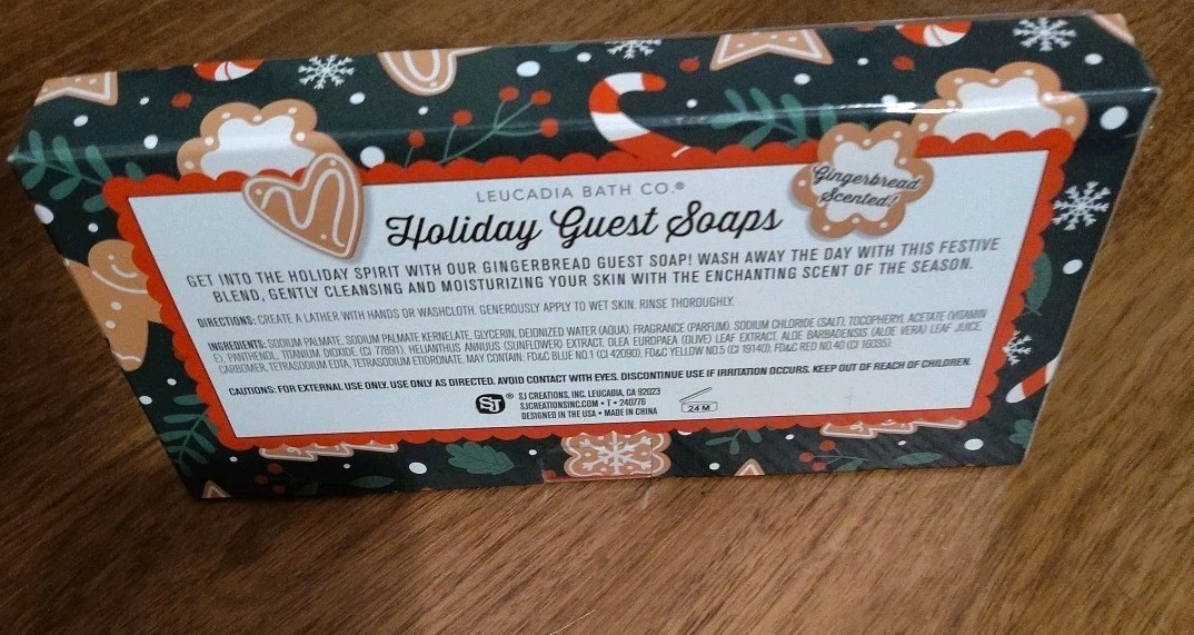 Holiday Guest Soap Gingerbread Men Scented Leucadia Bath Co 10.5 Oz