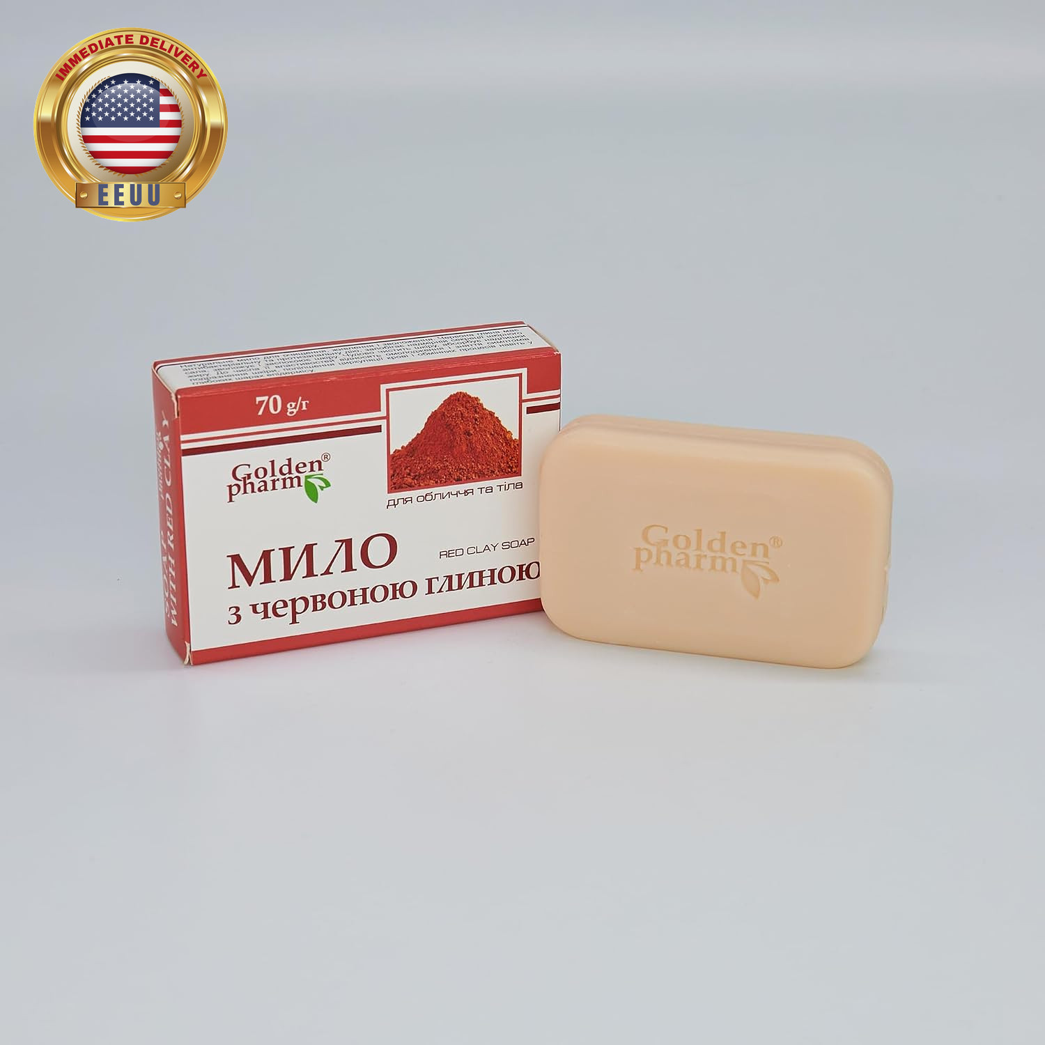 Red Clay Soap Bar for Face & Body – 70G (2.47Oz) – 100% Natural, Cold Process So