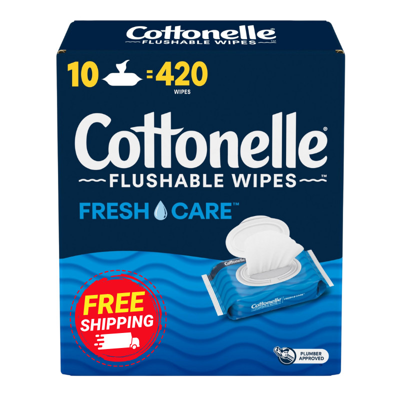 Cottonelle Fresh Care Flushable Wet Wipes 10 Flip-Top Packs (420 Total Wipes)