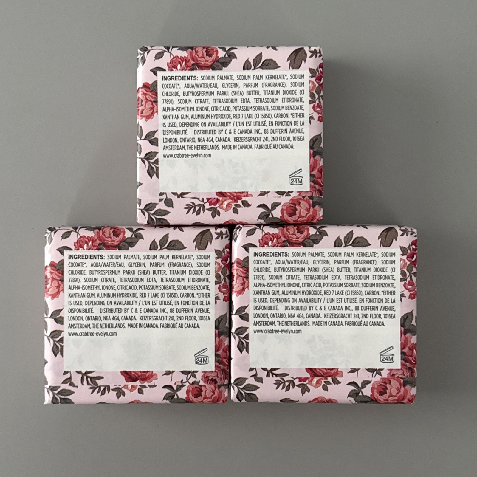 Crabtree & Evelyn ROSEWATER Triple Milled Soap Bar Set of 3 – 3x 3.5oz