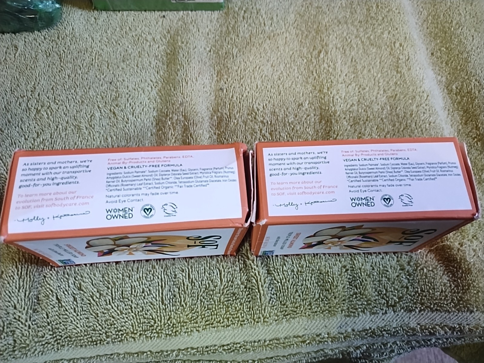 South of France Soap 2 Bars Sweet Almond Triple Milled Shea Butter 6 oz Non Gmo