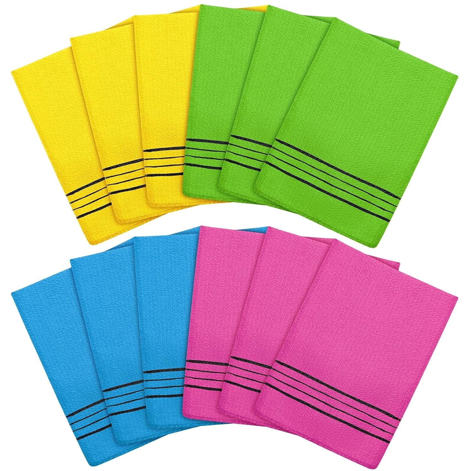 Korean Exfoliating Mitts 12 Small (Green, Yellow, Sky Blue, Pink)