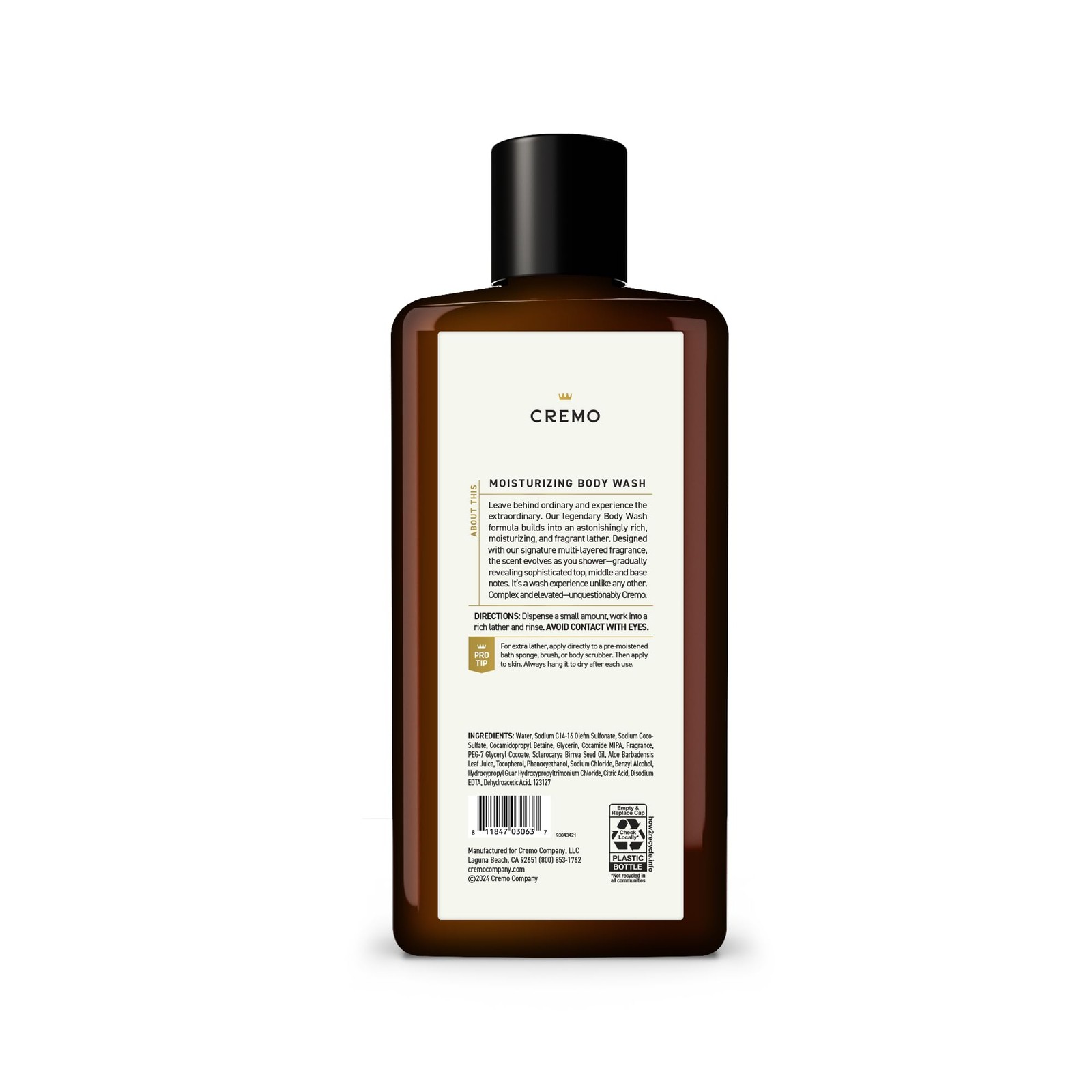 Cremo Body Wash for Men, Rich-Lathering Silver Water & 16 Fl Oz (Pack of 1)
