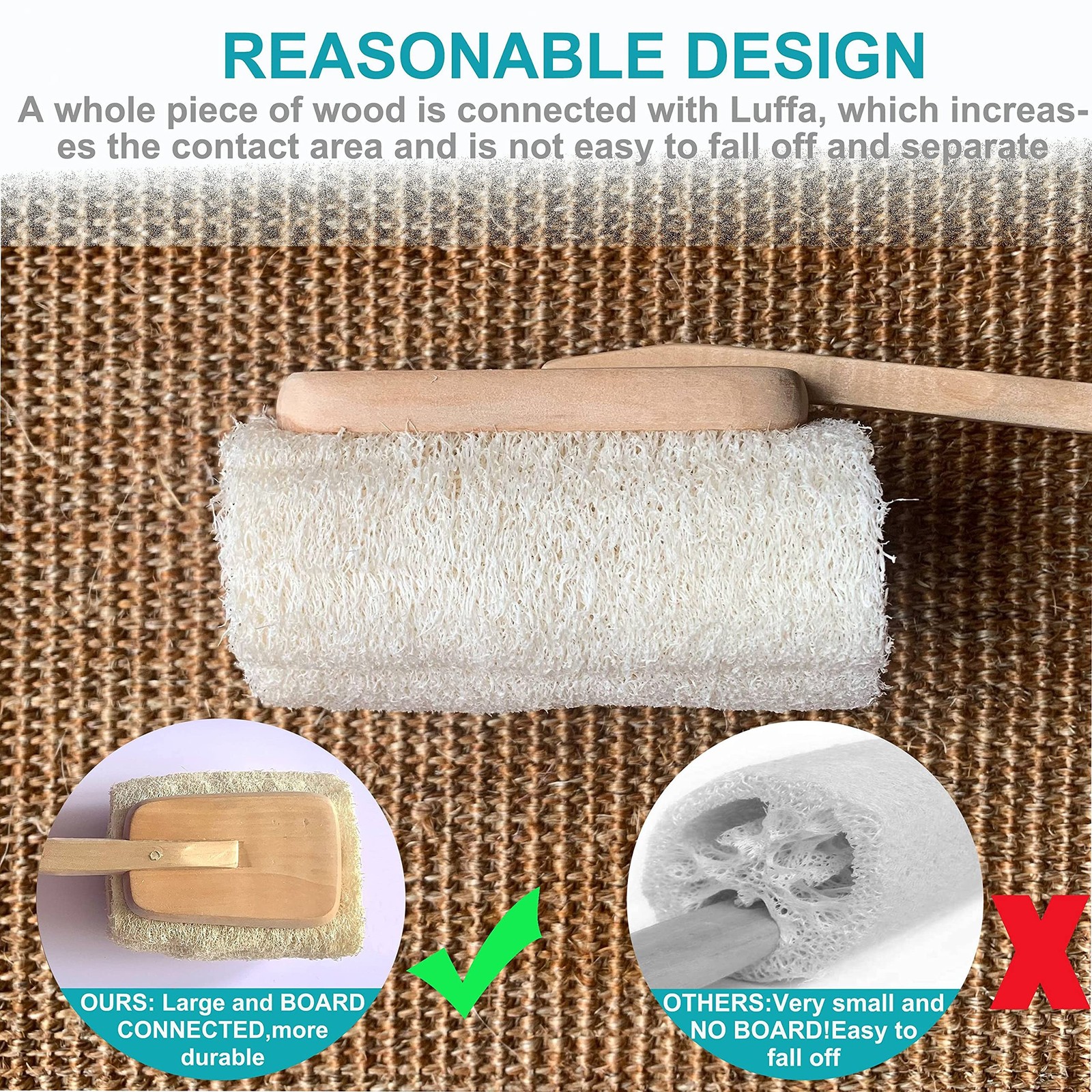 2 Pack Natural Exfoliating Loofah luffa loofa Bath Brush On a Stick – with Lo…