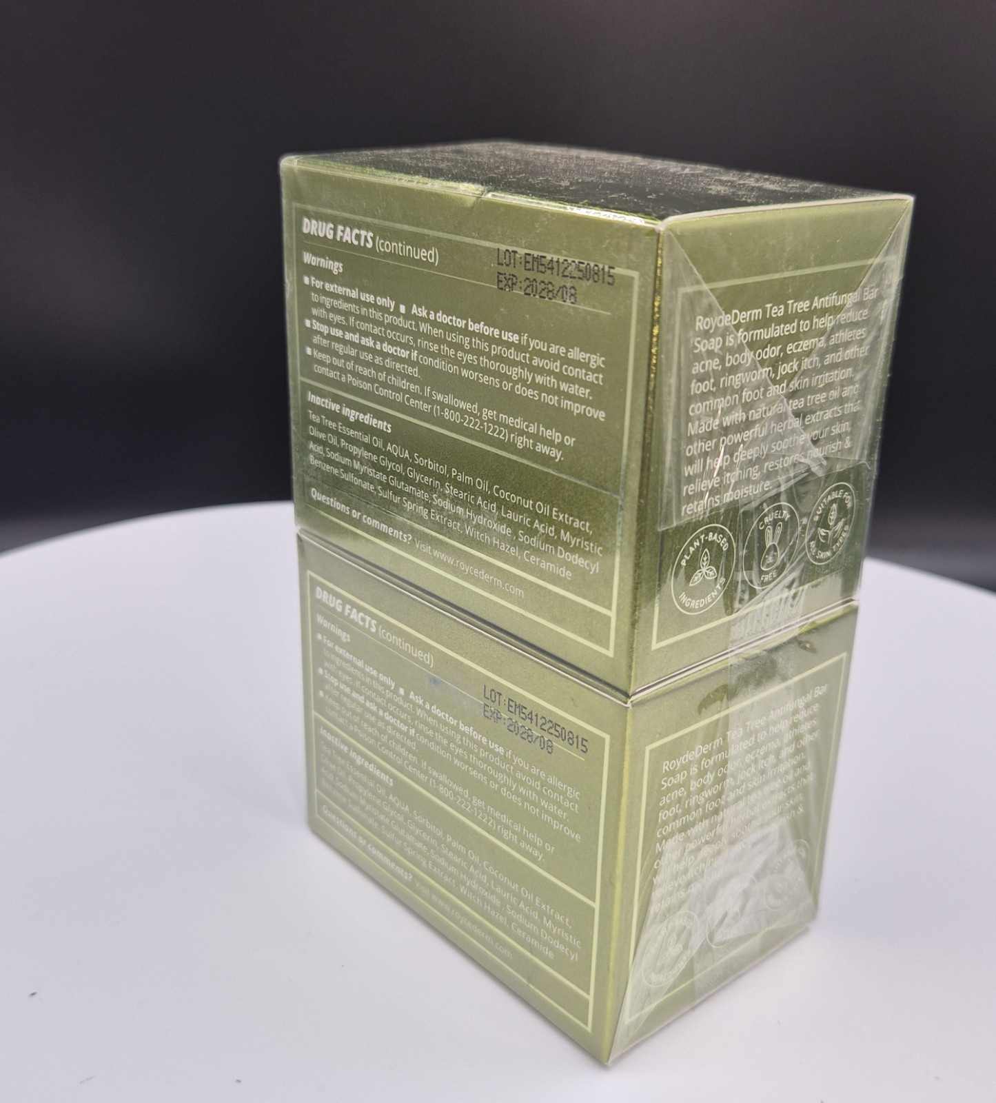 RoyceDerm Fast-Acting Tea Tree Antifungal Soap 2 Bars 8.2 oz Body/Hands