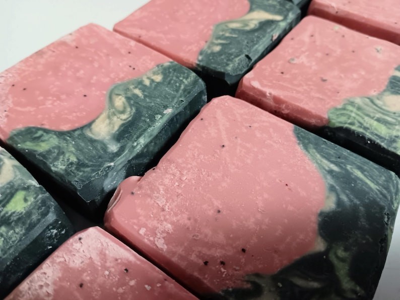 Watermelon Mint Cold Process Soap Bar | Lard, Poppy seeds, Watermelon Seed Oil