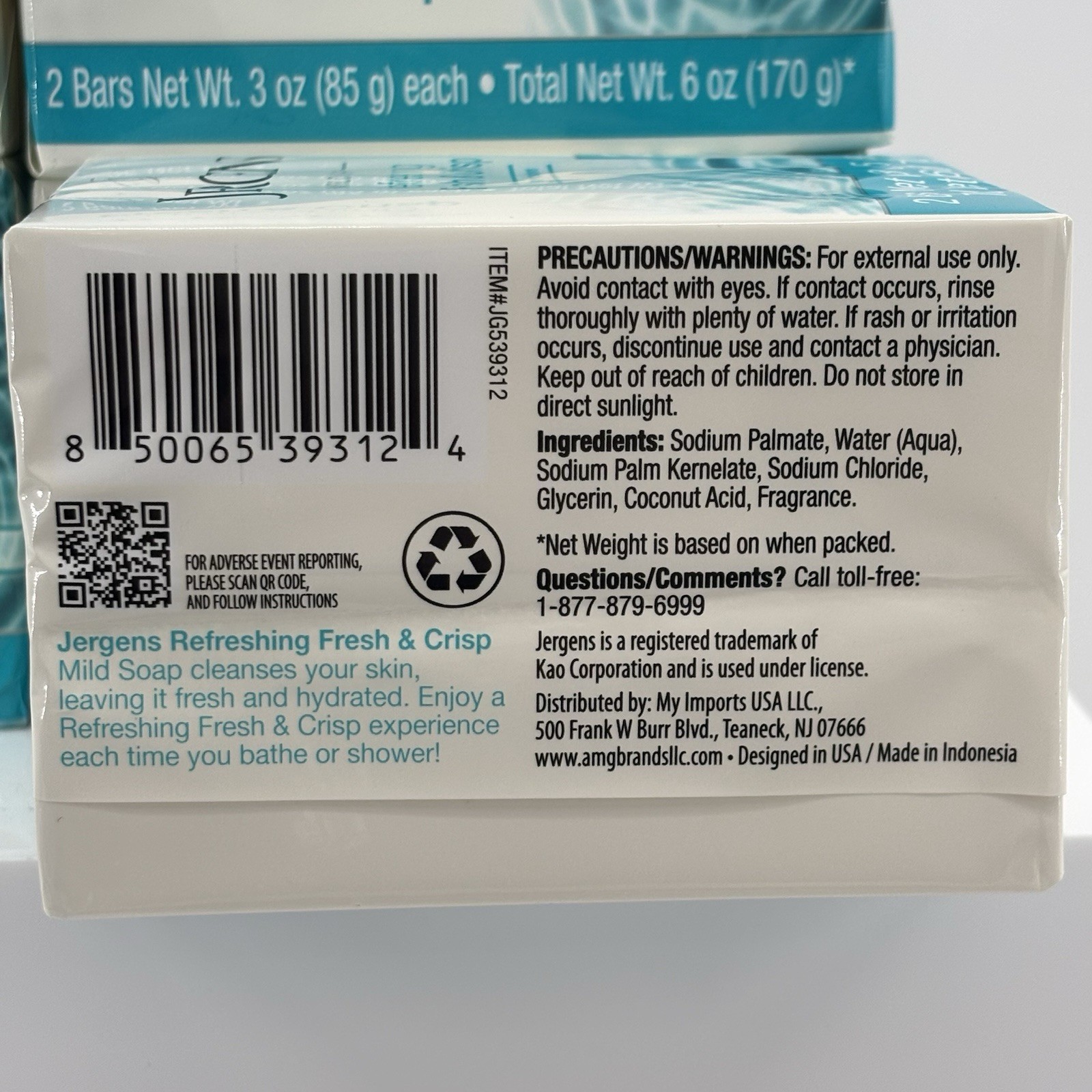 Jergens Refreshing Fresh & Crisp Soap Lot of 12 Bars 6 Packs Of 2 Sealed New