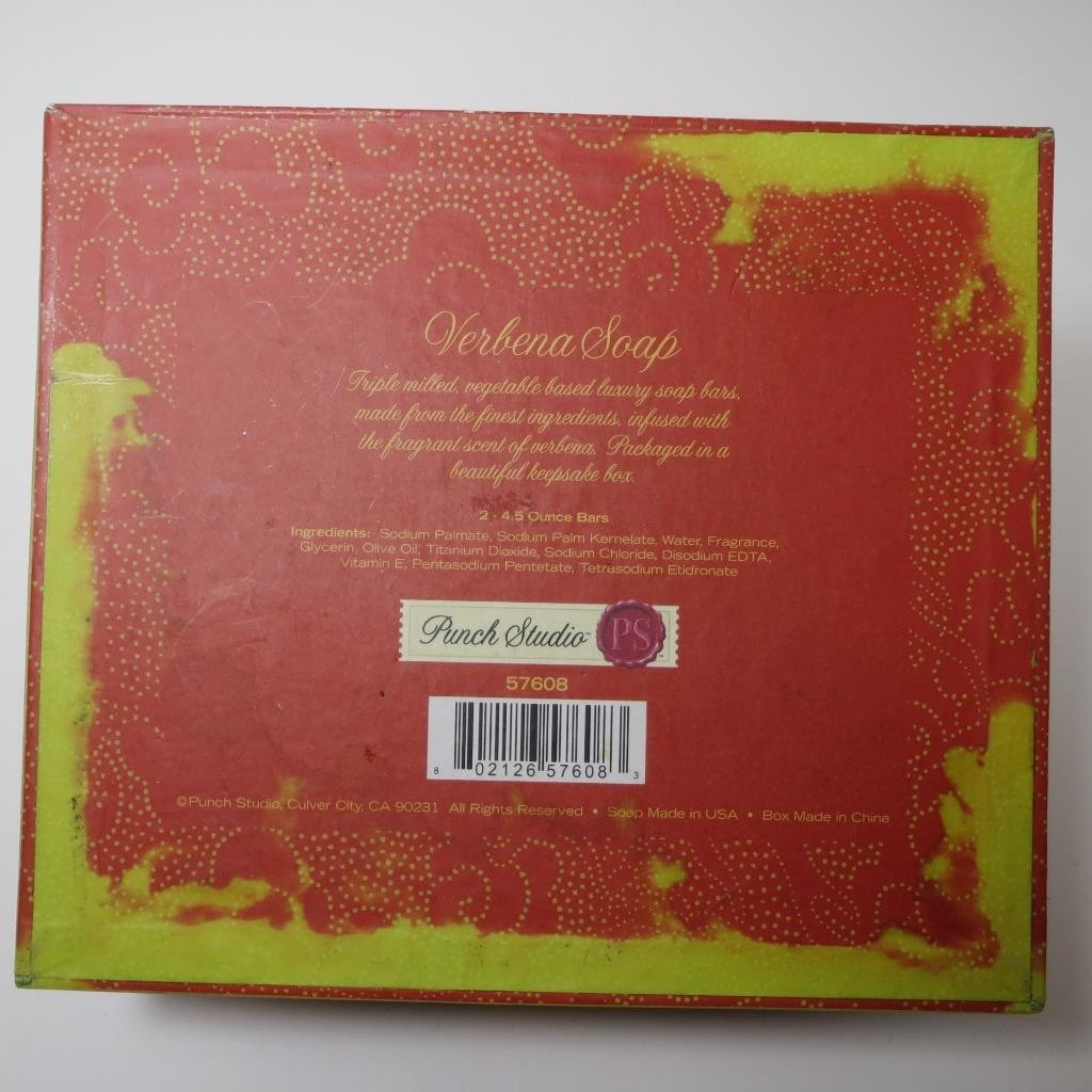 Punch Studio Verbena Soap 2 x 4.5 Ounce Bars Gift Box Chinese Oriental NEW