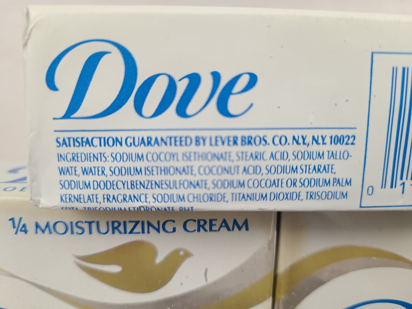 Vintage Dove Soap Bath Bar White 1/4 Moisturizing Cream 3- 4.75oz New Old Stock