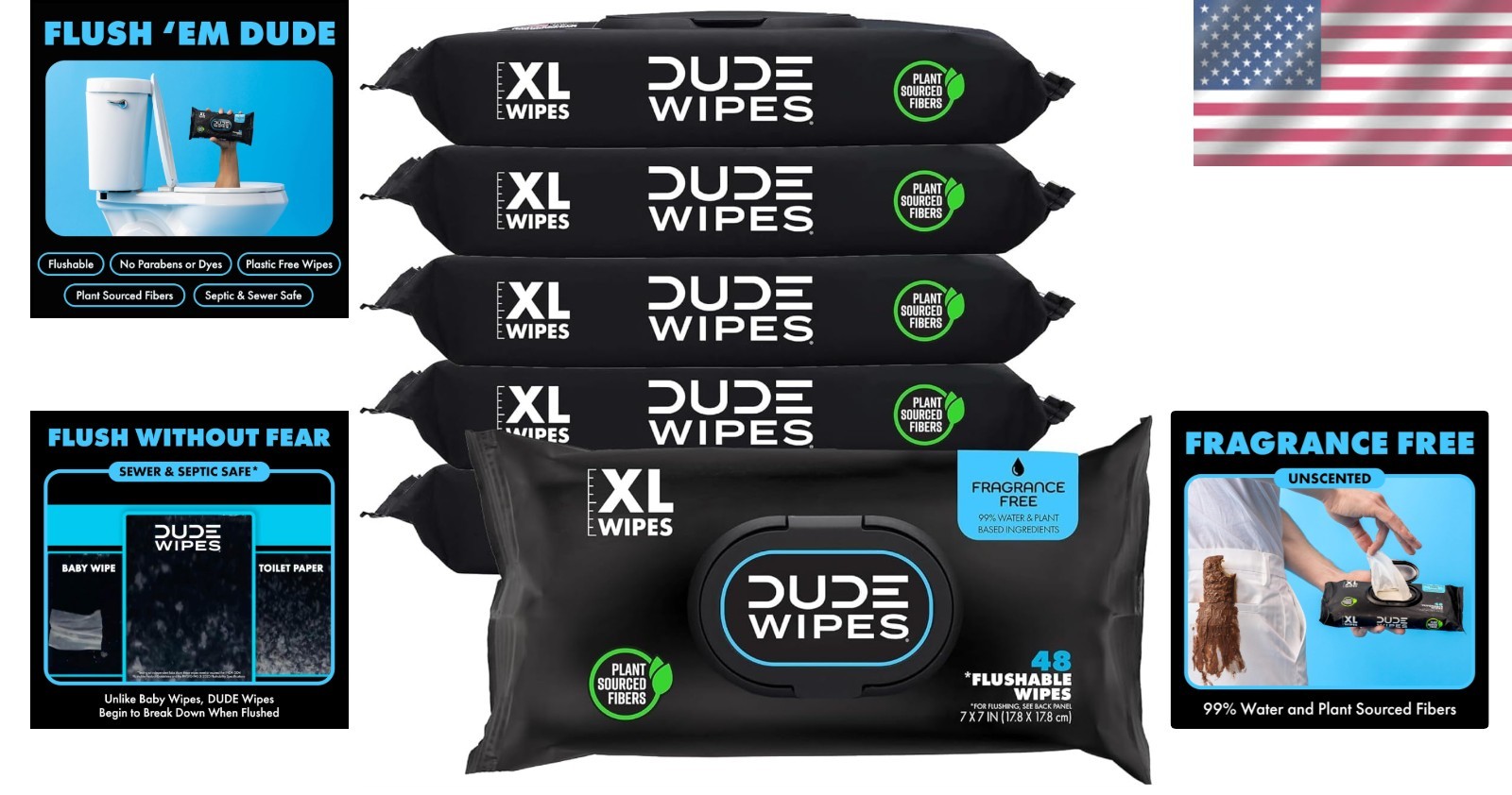 Extra-Large Unscented Flushable Wipes – 6 Pack for Comfortable Everyday Hygiene