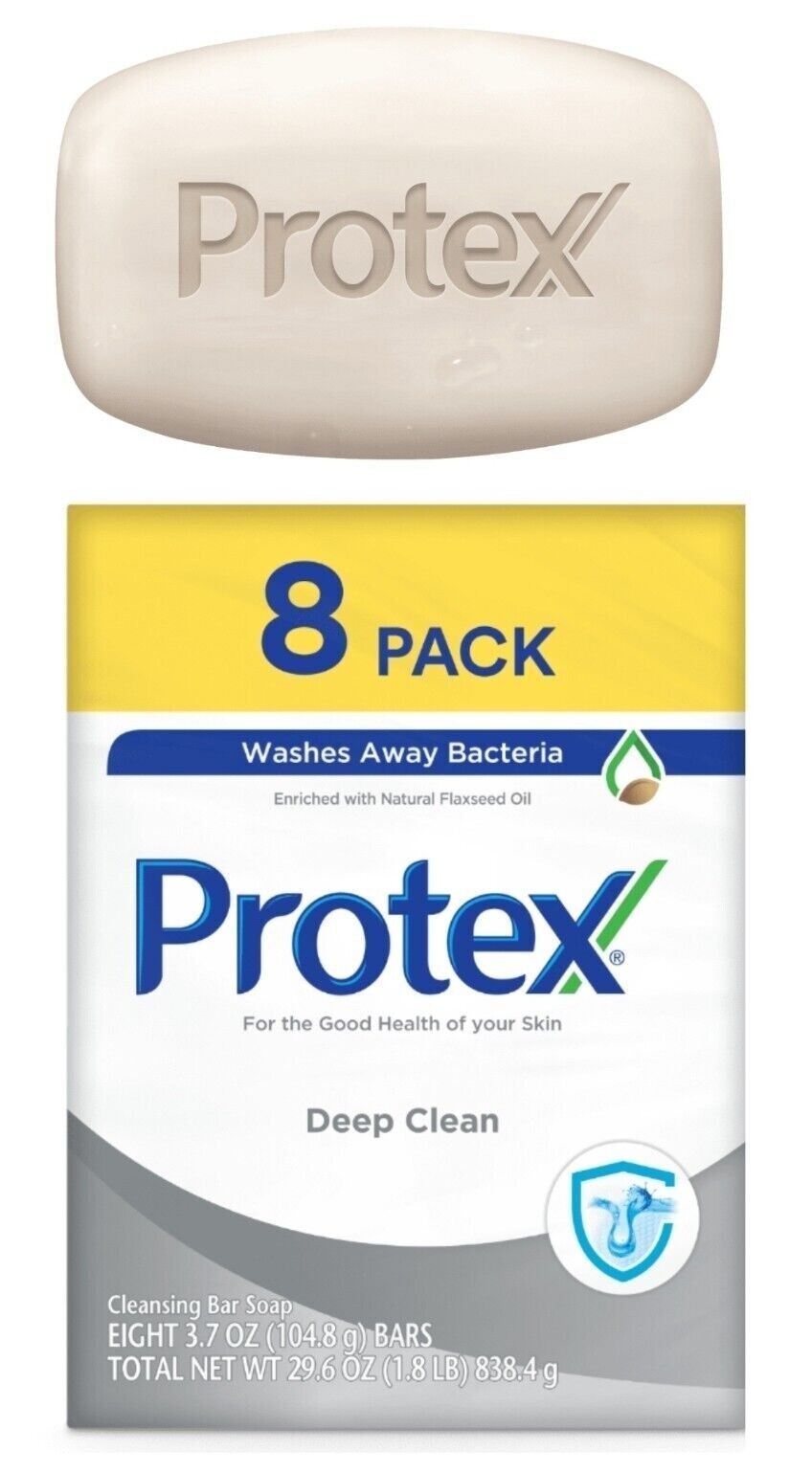 8 Bars 3.7 oz. PROTEX DEEP CLEANING ANTIBACTERIAL SOAP BAR JABON Family PK