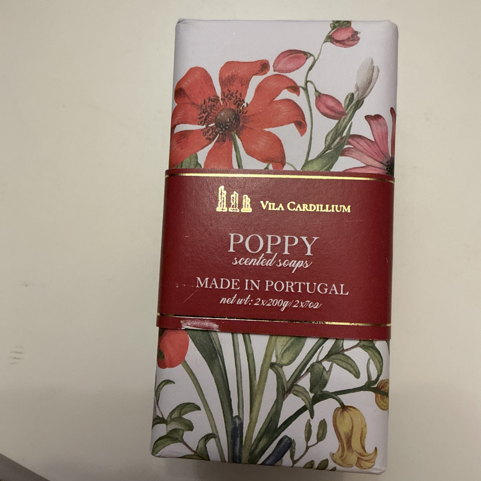 Vila Cardillium Poppy Scented Bar Soap Made in Portugal 2 bars 7oz each