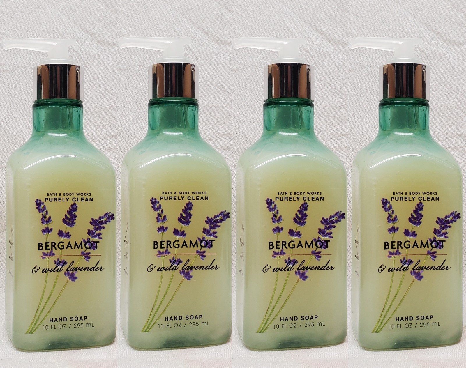 4 Bath & Body Works BERGAMOT & WILD LAVENDER Cleansing Gel Hand Soap 10 oz ea