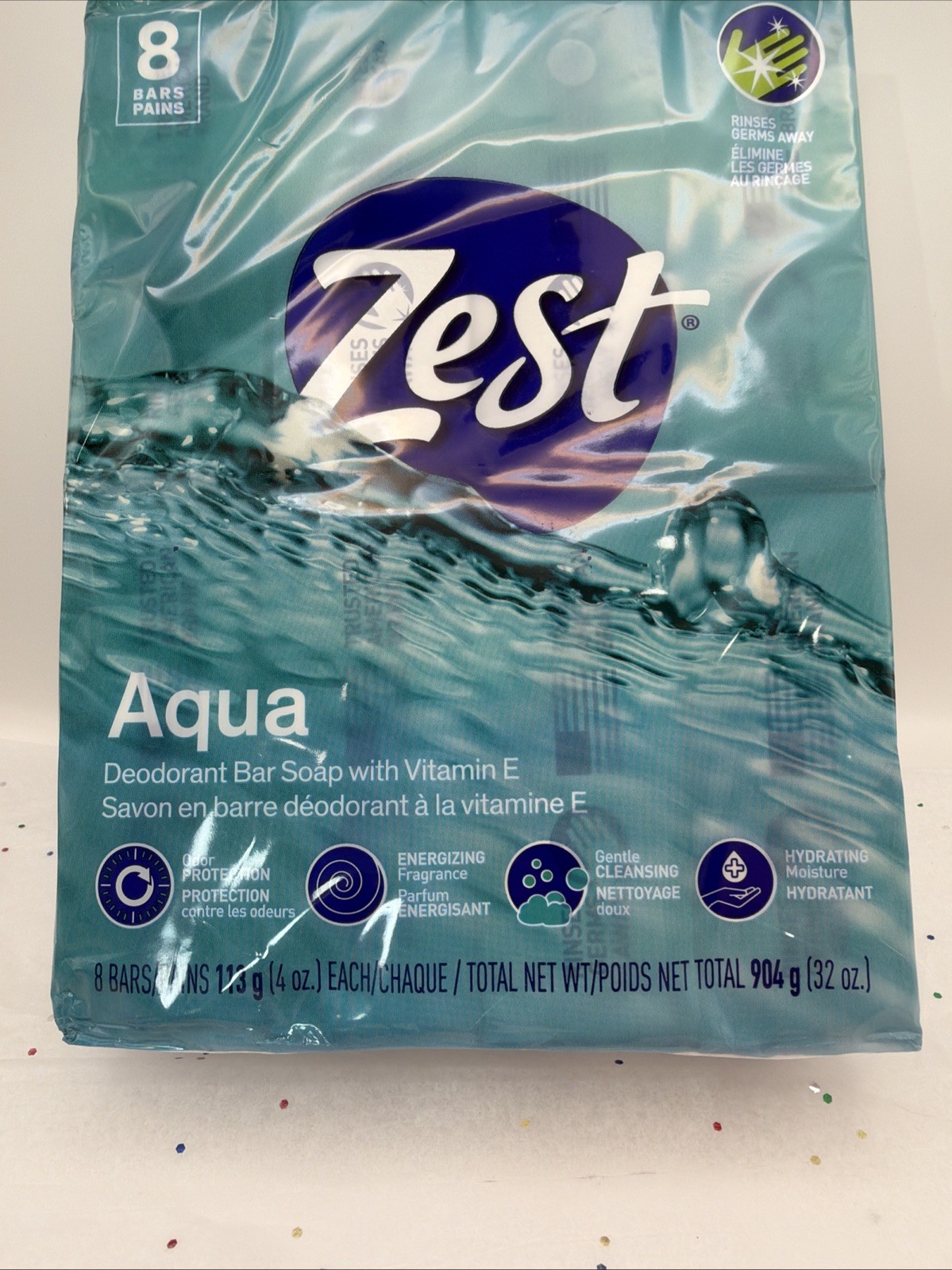 Zest 8 Pack Bath Soap Bars Aqua Fresh Deodorant Bar Soap New Sealed Bulk Lot