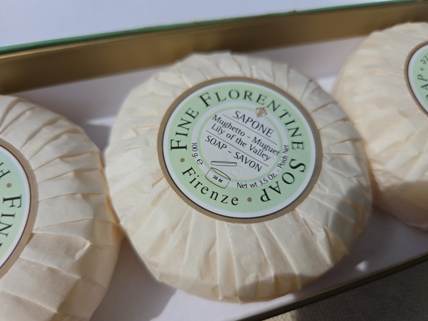 New 3 Lily Of Valley Florentine 100g Soaps Made in Italy In Box 3.5 Oz