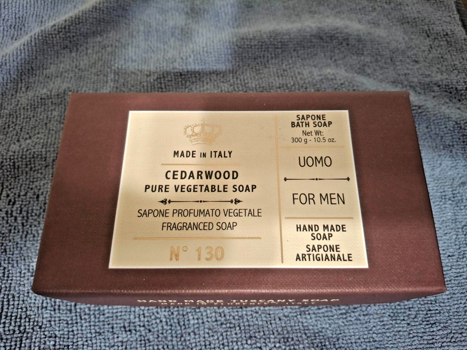 Sapone Artigianale CEDERWOOD Pure Vegetable Soap for Men Hand Made 10.5 oz Italy