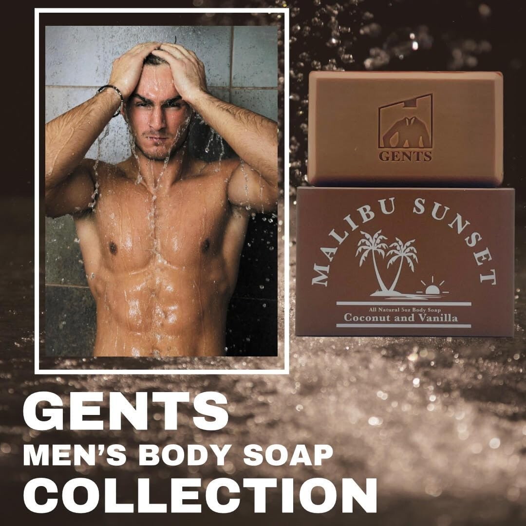 Gents Moisturizing Bar Soap for Men (Malibu Sunset & Royal Beehive Pack of 2